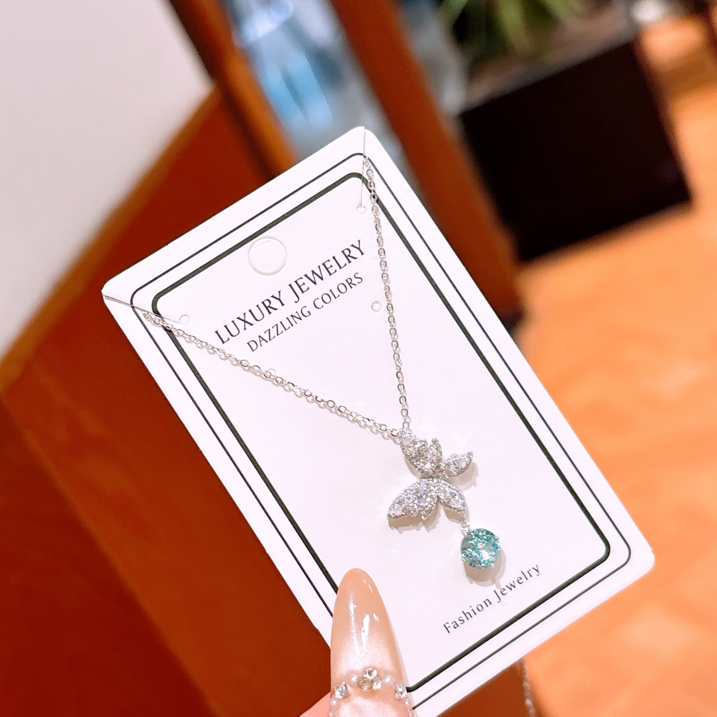 High Polish Silver High Carbon Diamond Necklace Light Luxury Birthday