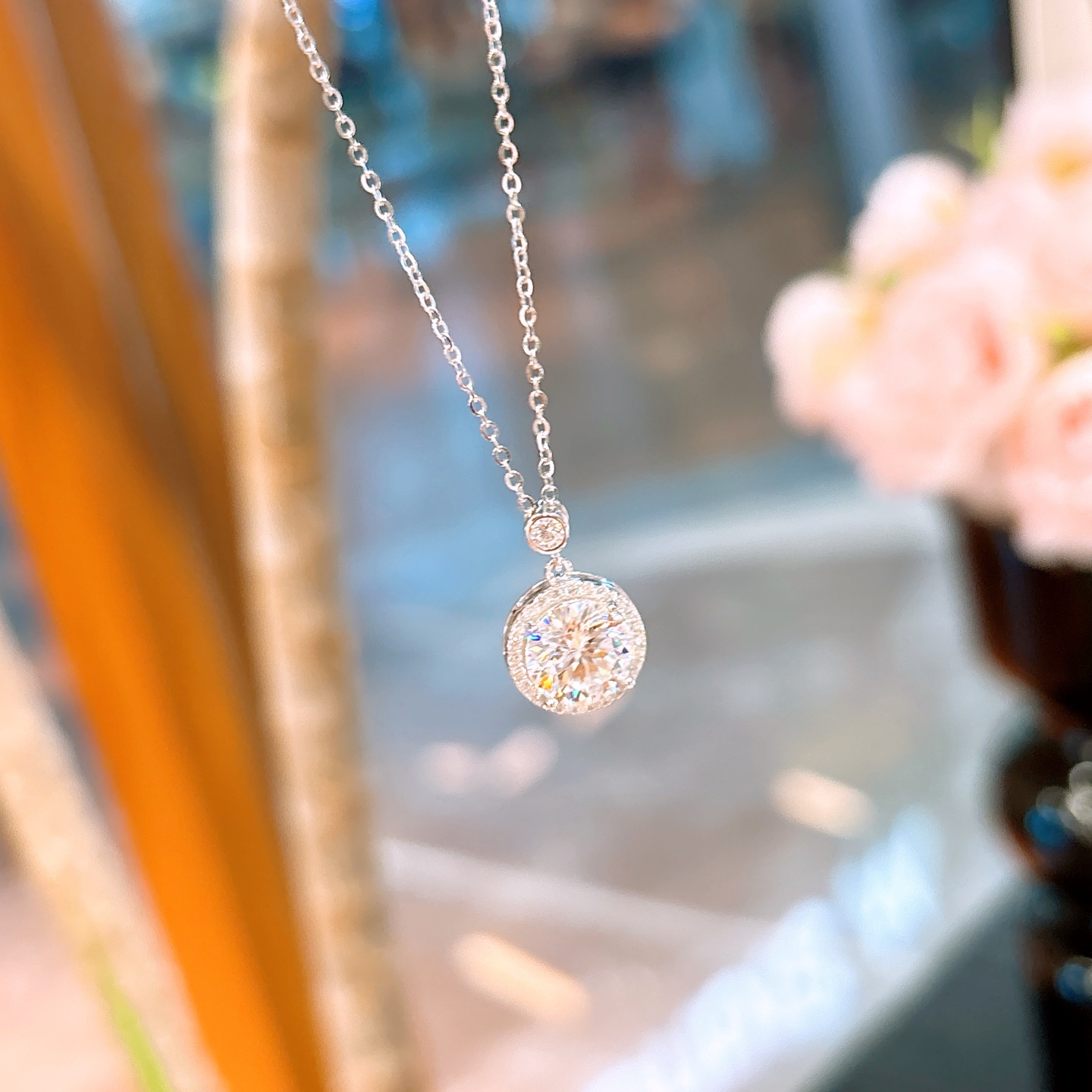 Nickel Free Silver Moissanite Necklace Unique Bestie Gift Silver