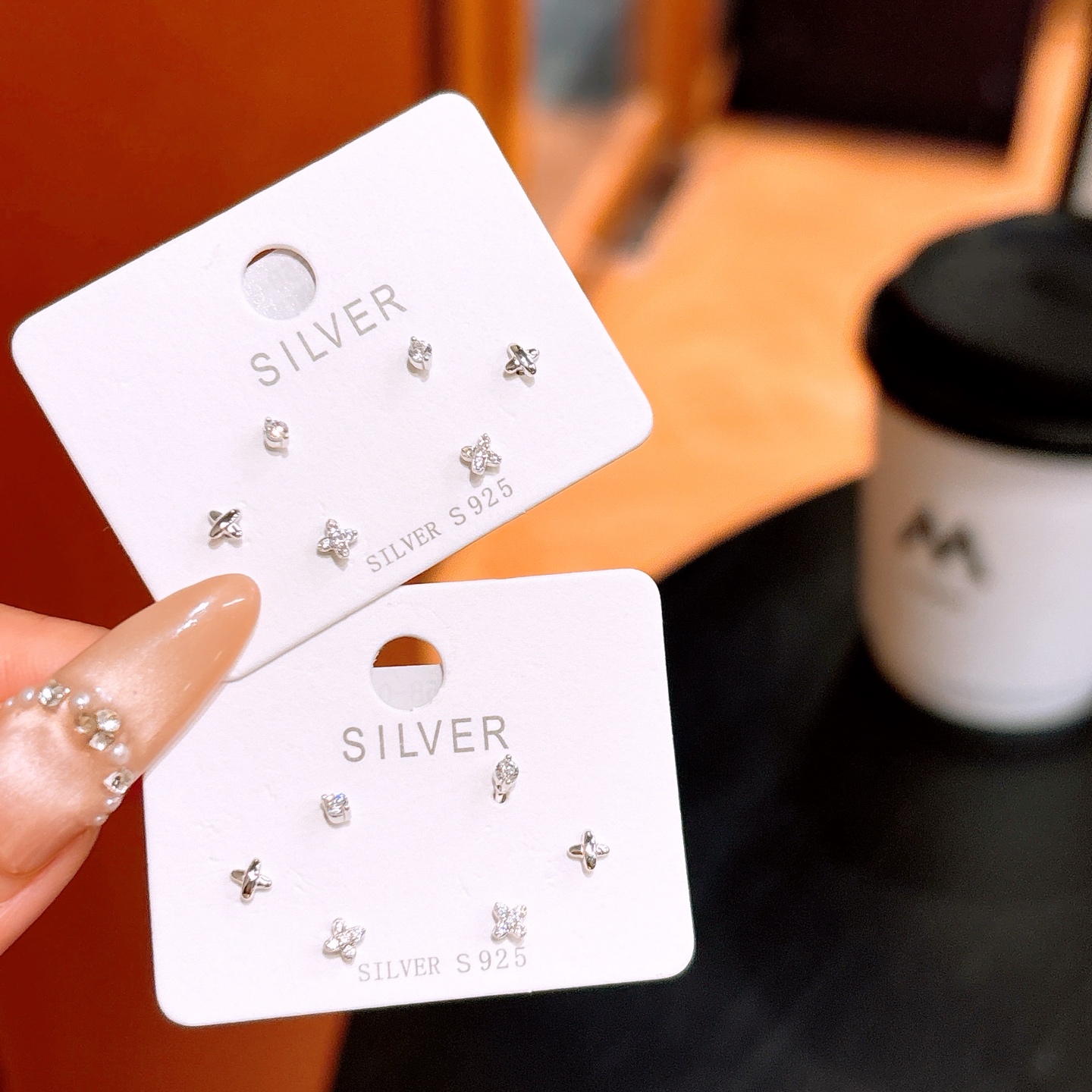 S925 Sterling Silver Earrings Cute Valentine's Day Gold