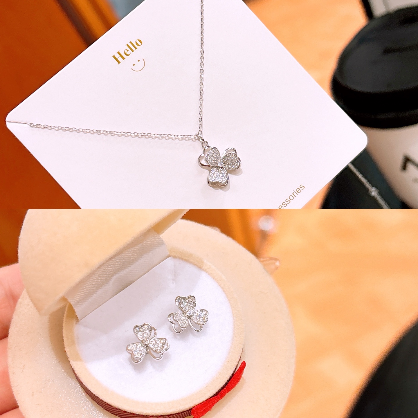 S925 Sterling Silver Earrings & Necklace Set Sweet & Cool Housewarming