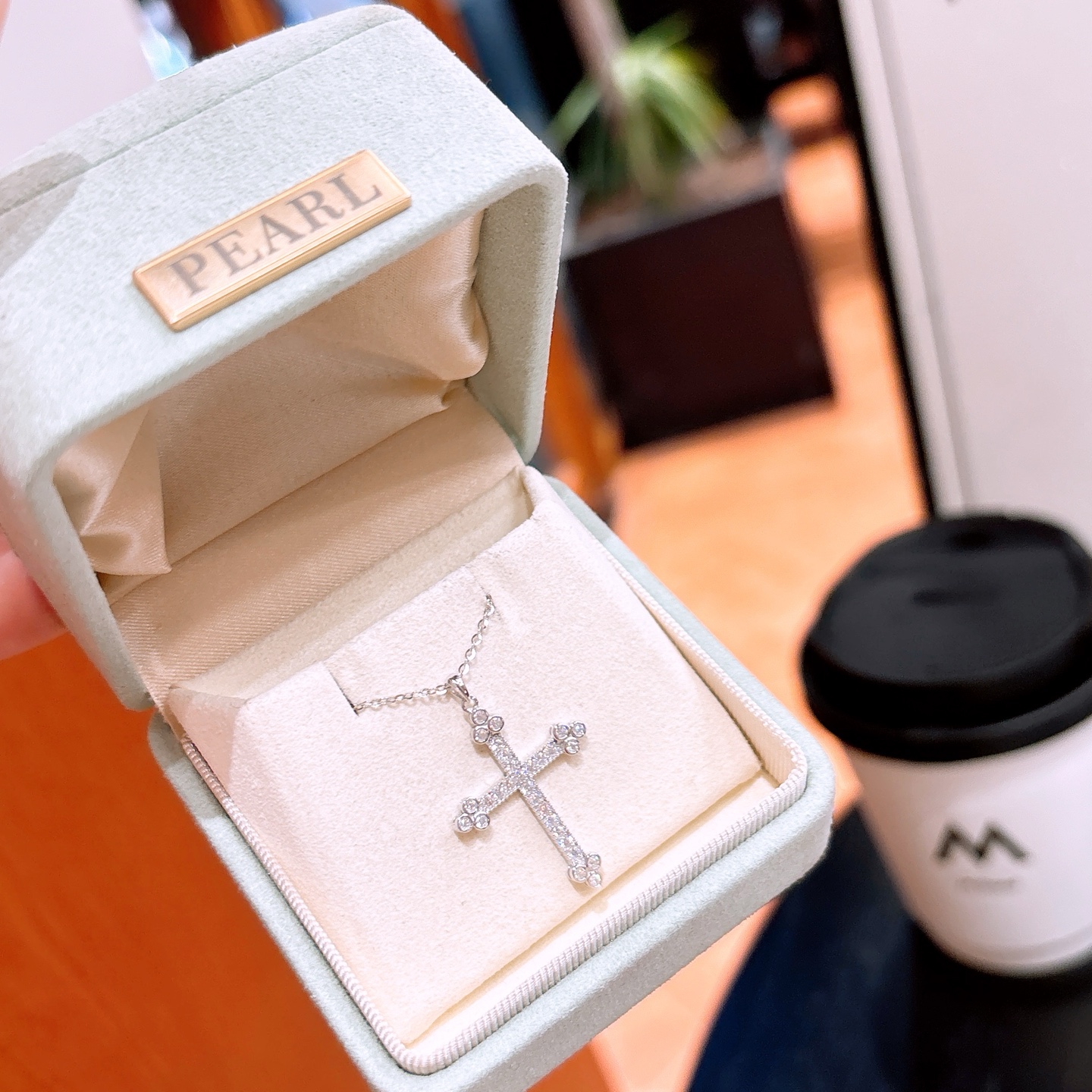 High Polish Silver Moissanite Necklace Delicate Father's Day Silver