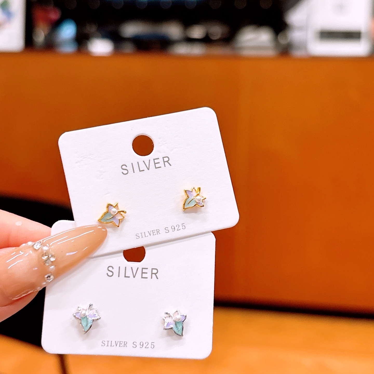 Massivsilber Ohrringe Elegant Neujahr Gold