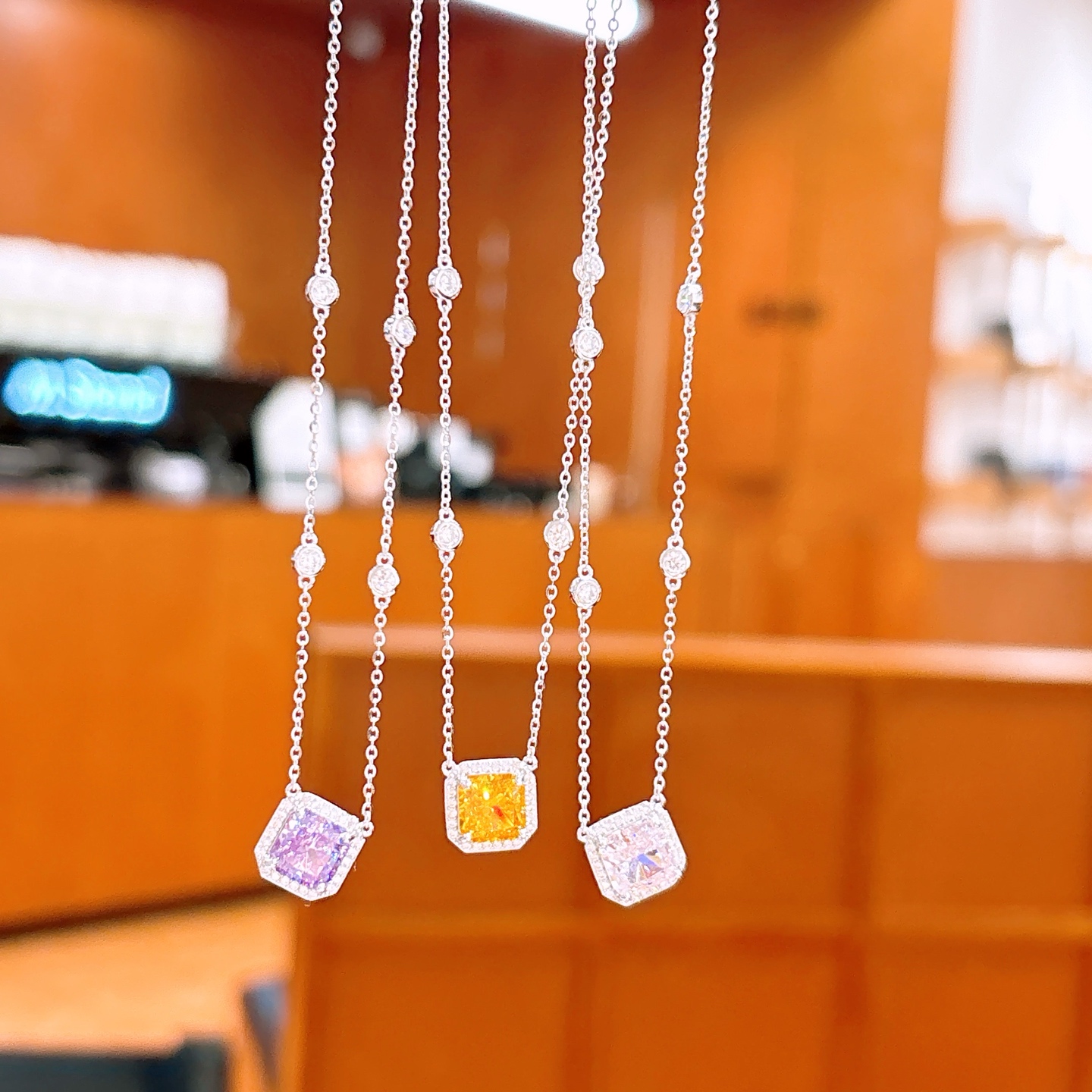 Hypoallergenic Silver High Carbon Diamond Necklace Dainty Proposal