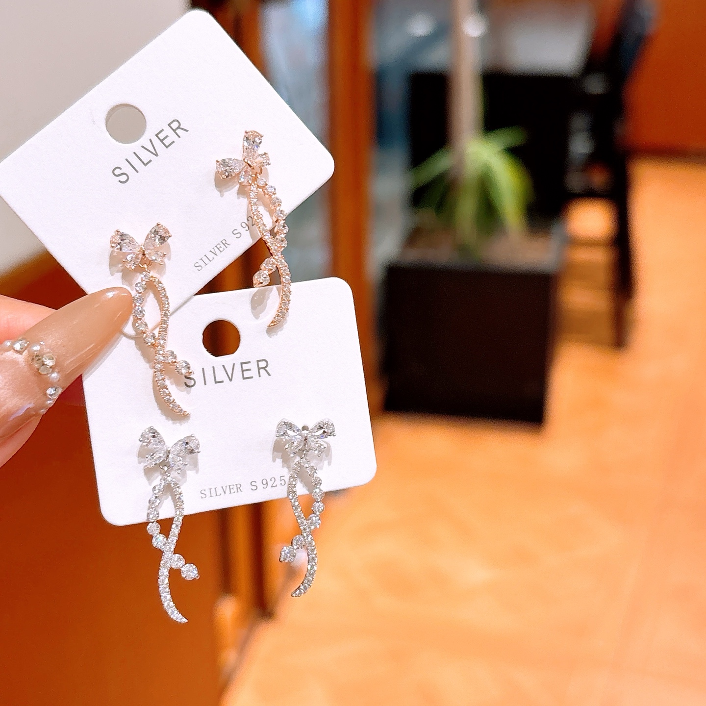 Solid Silver Earrings Intellectual Office Gold