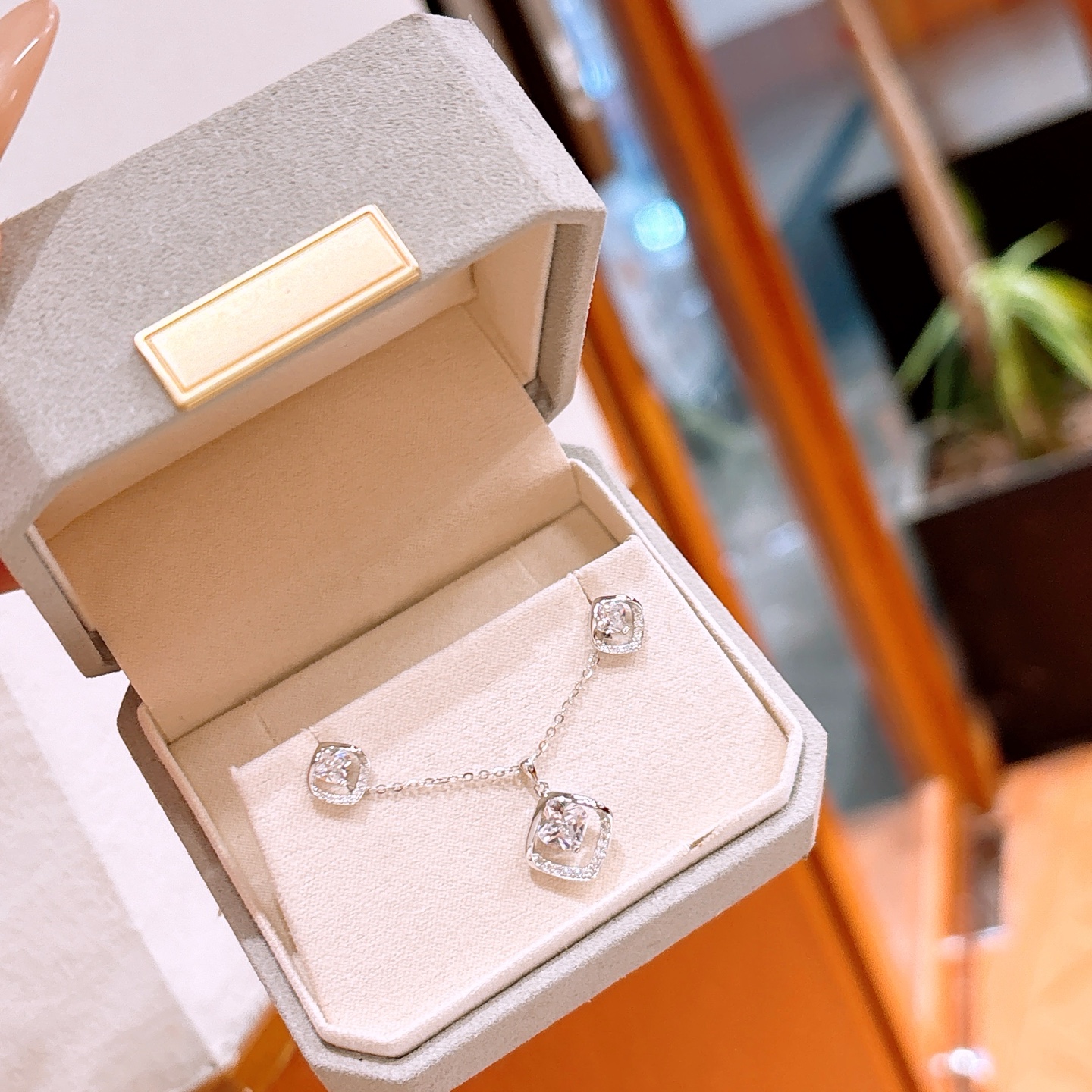 High Polish Silver Earrings & Necklace Set Korean Style Graduation