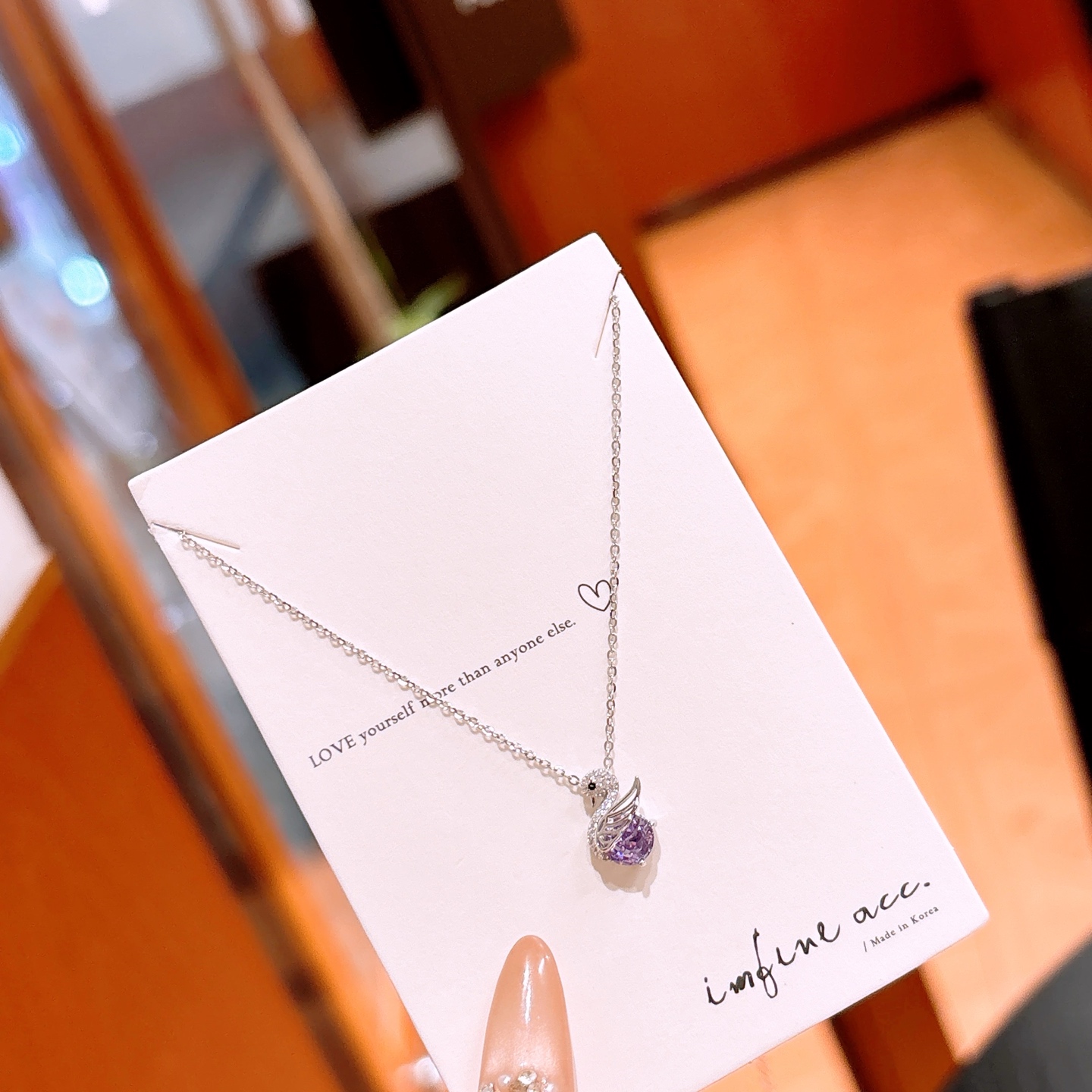 High Polish Silver High Carbon Diamond Necklace Soft Spring Festival