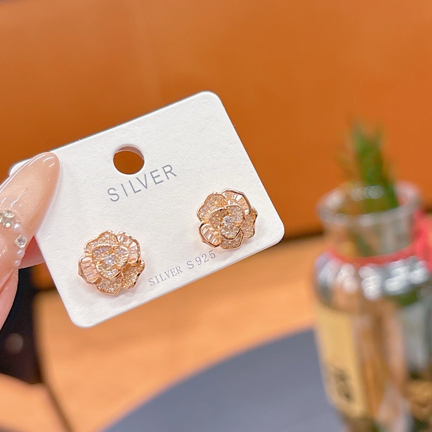 Fine Silver Earrings Korean Style Father's Day Gold