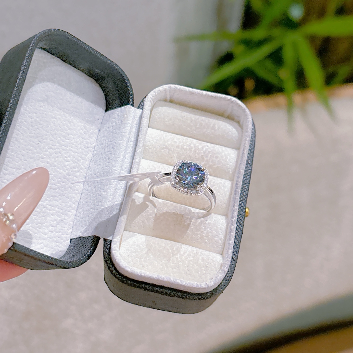 925 Silver Moissanite Ring Girly Engagement Gold