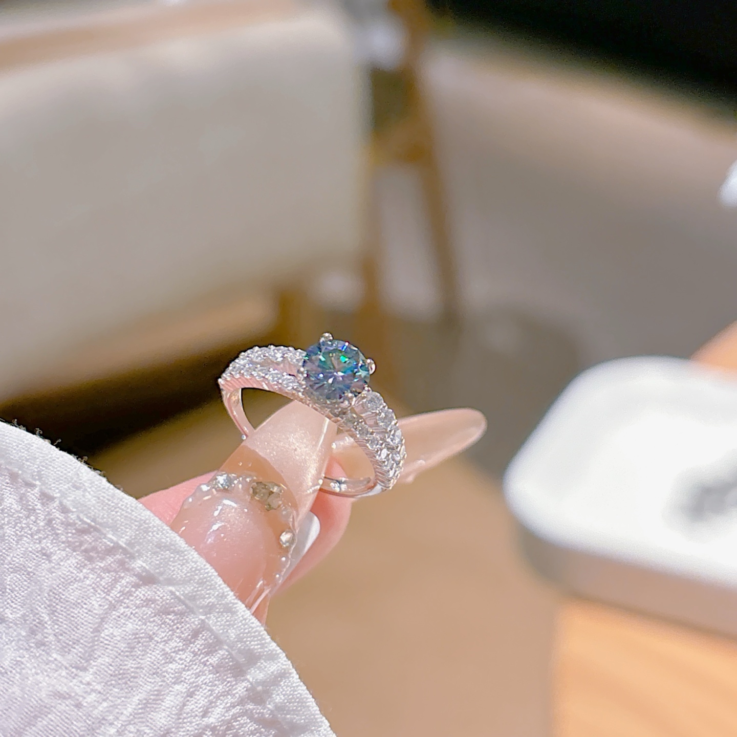 S925 Sterling Silver Moissanite Ring Forest Confession Silver