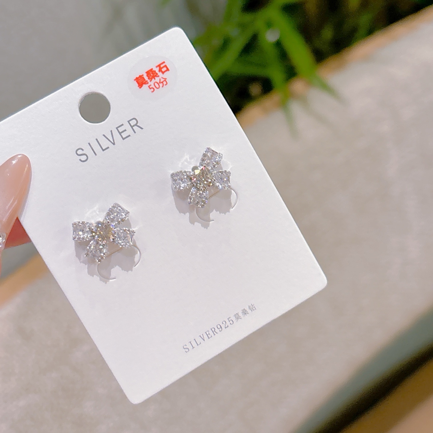 S925 Sterling Silver Moissanite Studs Vintage Spring Festival Gold