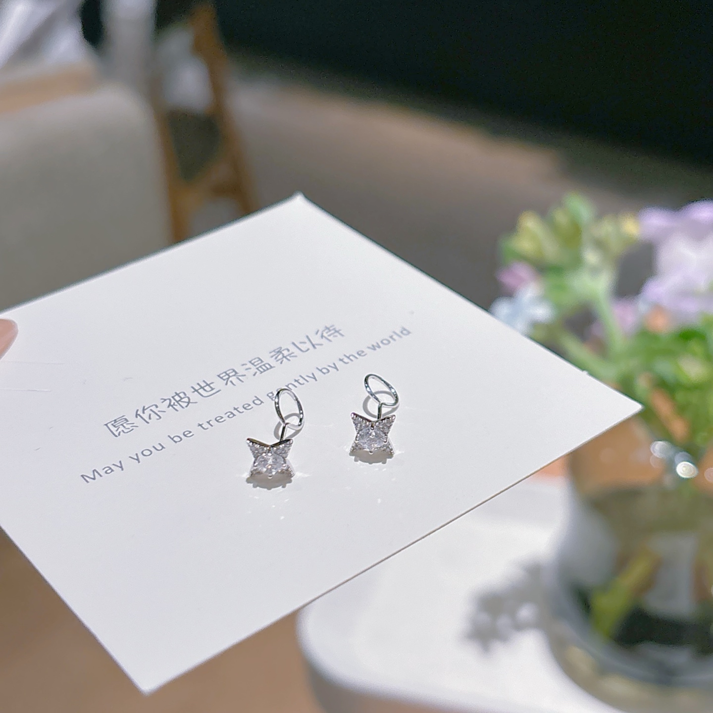 Fine Silver Anti-Loss Earrings Gentle New Year Silver