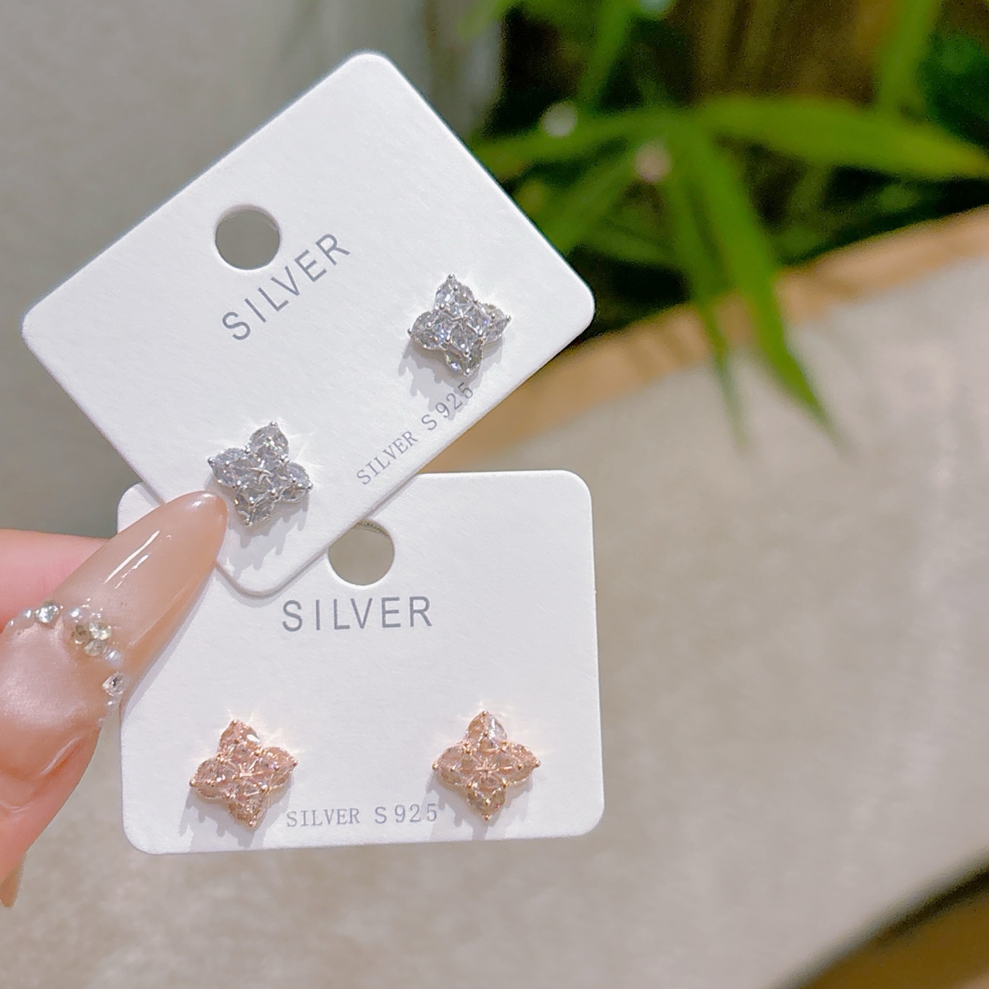 Nickelfreies Silber Ohrringe Zart Bankett Gold