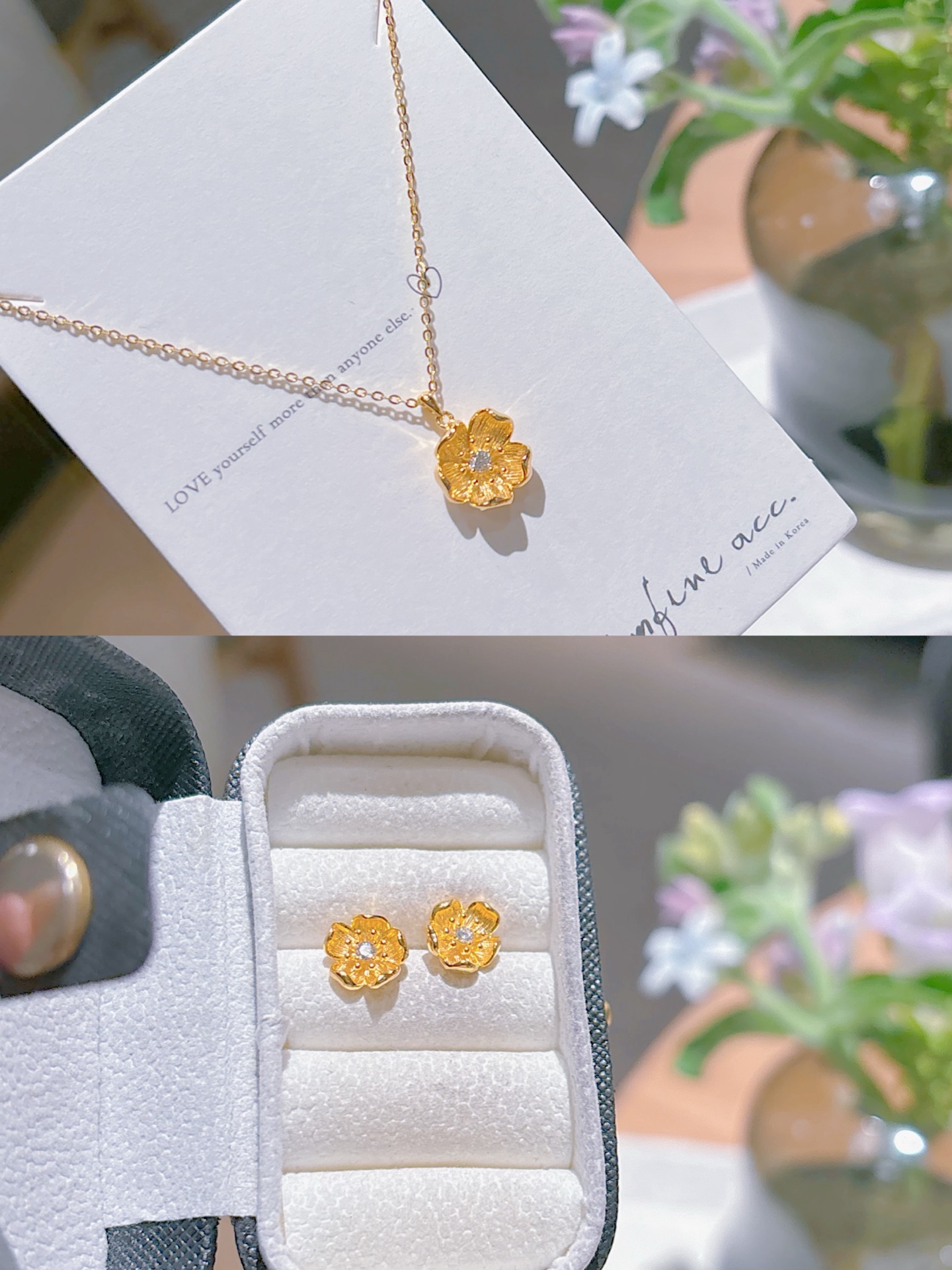 Nickel Free Silver Earrings & Necklace Set Light Luxury Spring Festival