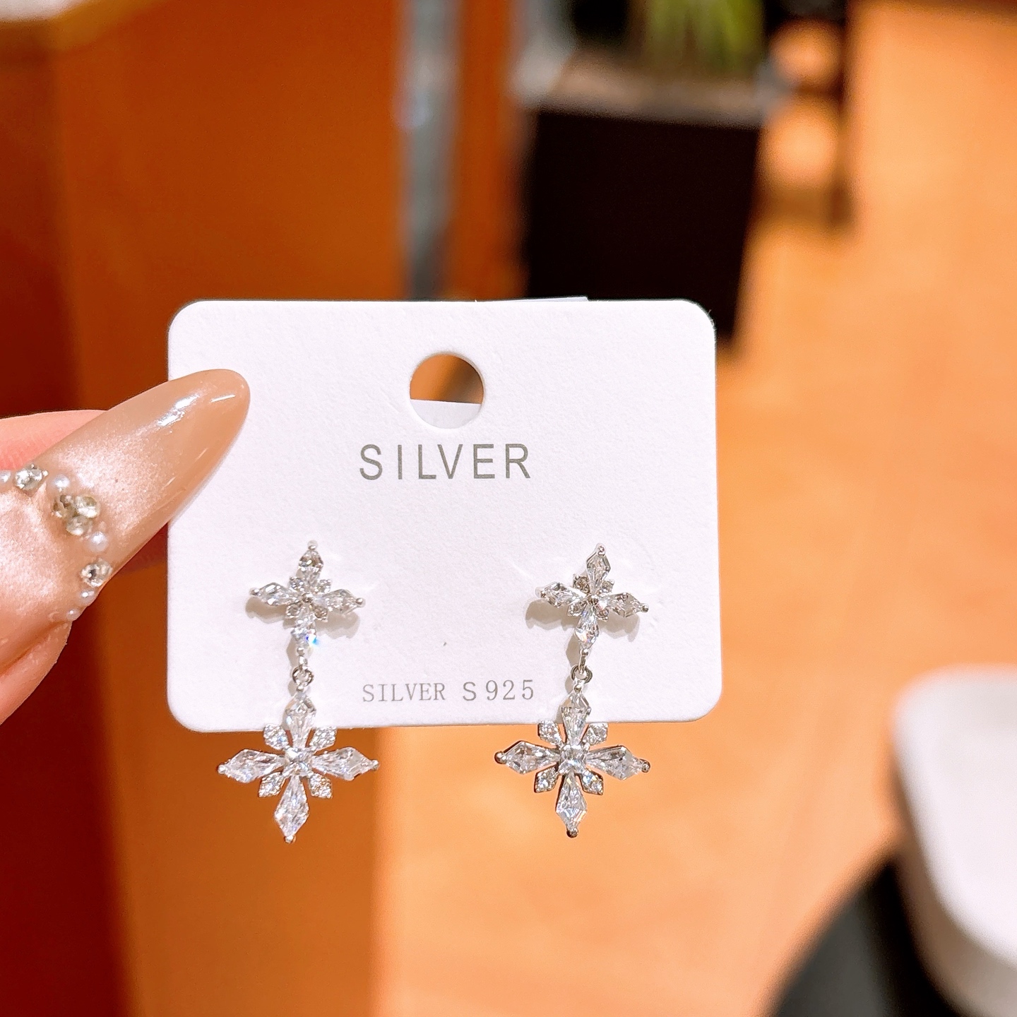 High Polish Silver Earrings Korean Style Party Silver