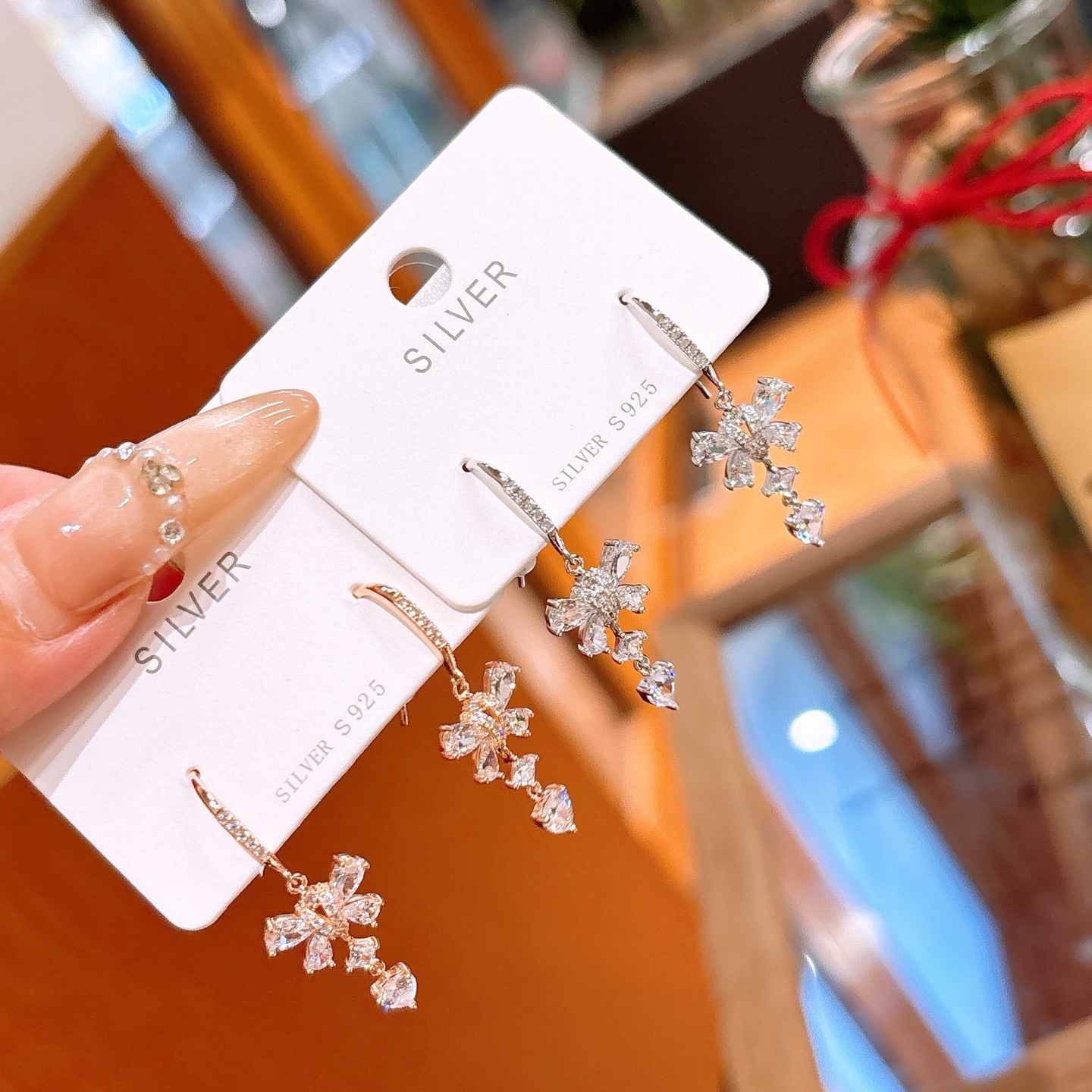 S925 Sterlingsilber Ohrhänger & Fadenohrringe Rein Büro Gold