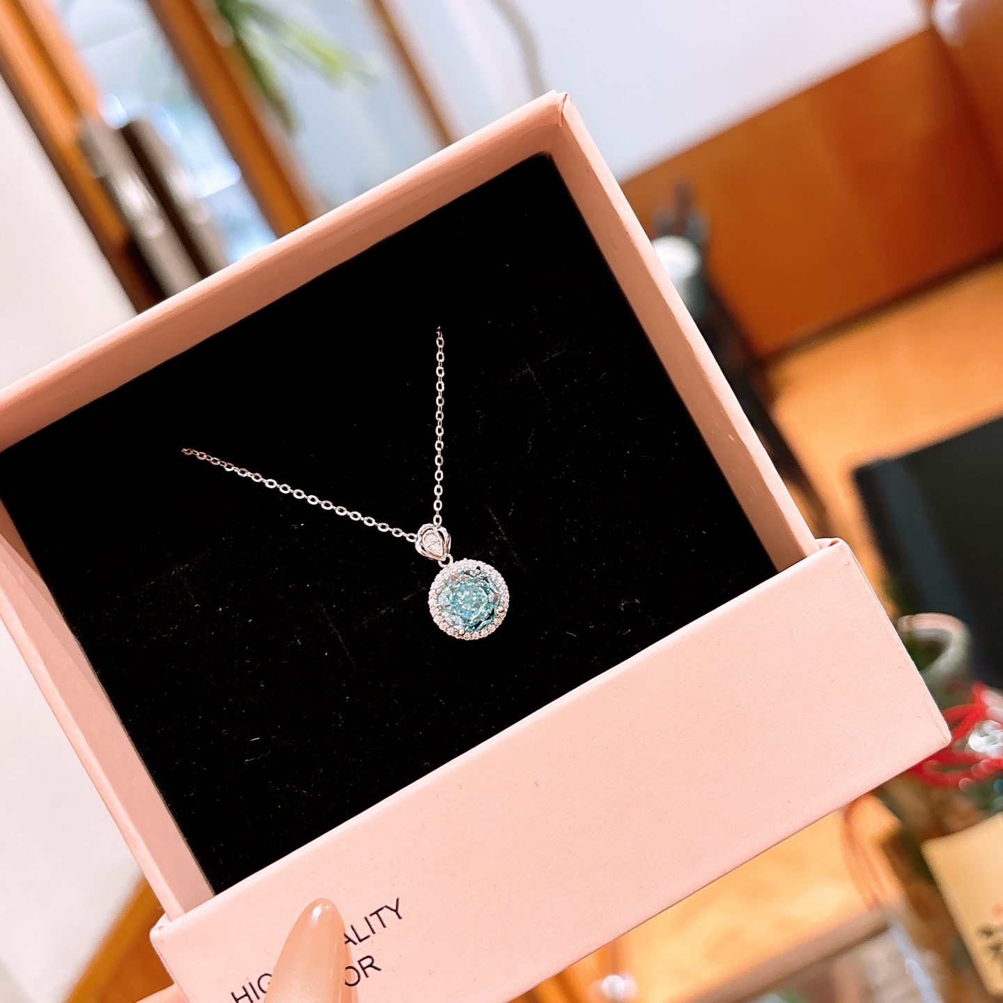 Hypoallergenic Silver High Carbon Diamond Necklace French Anniversary