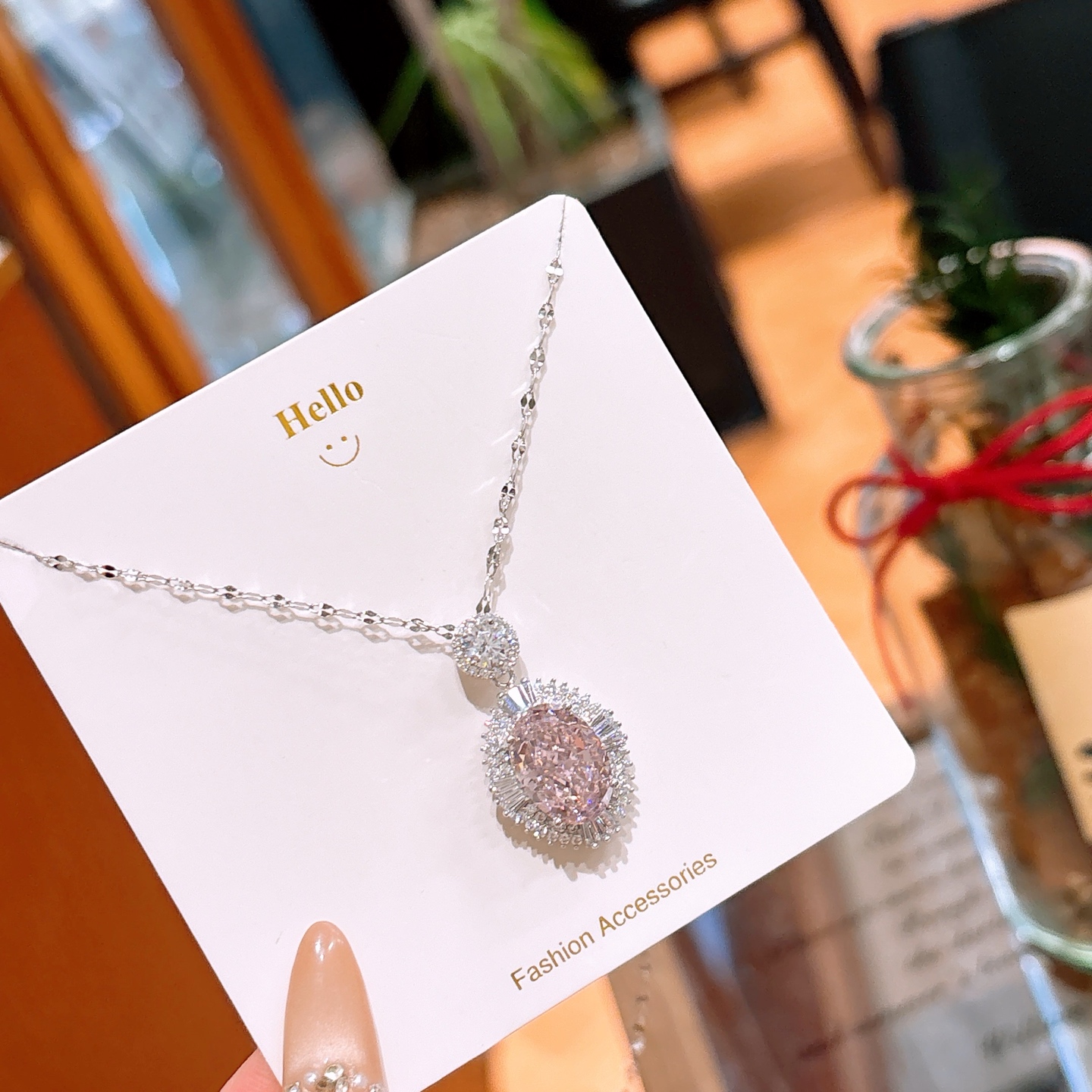 925 Silver High Carbon Diamond Necklace Sweet Anniversary Silver