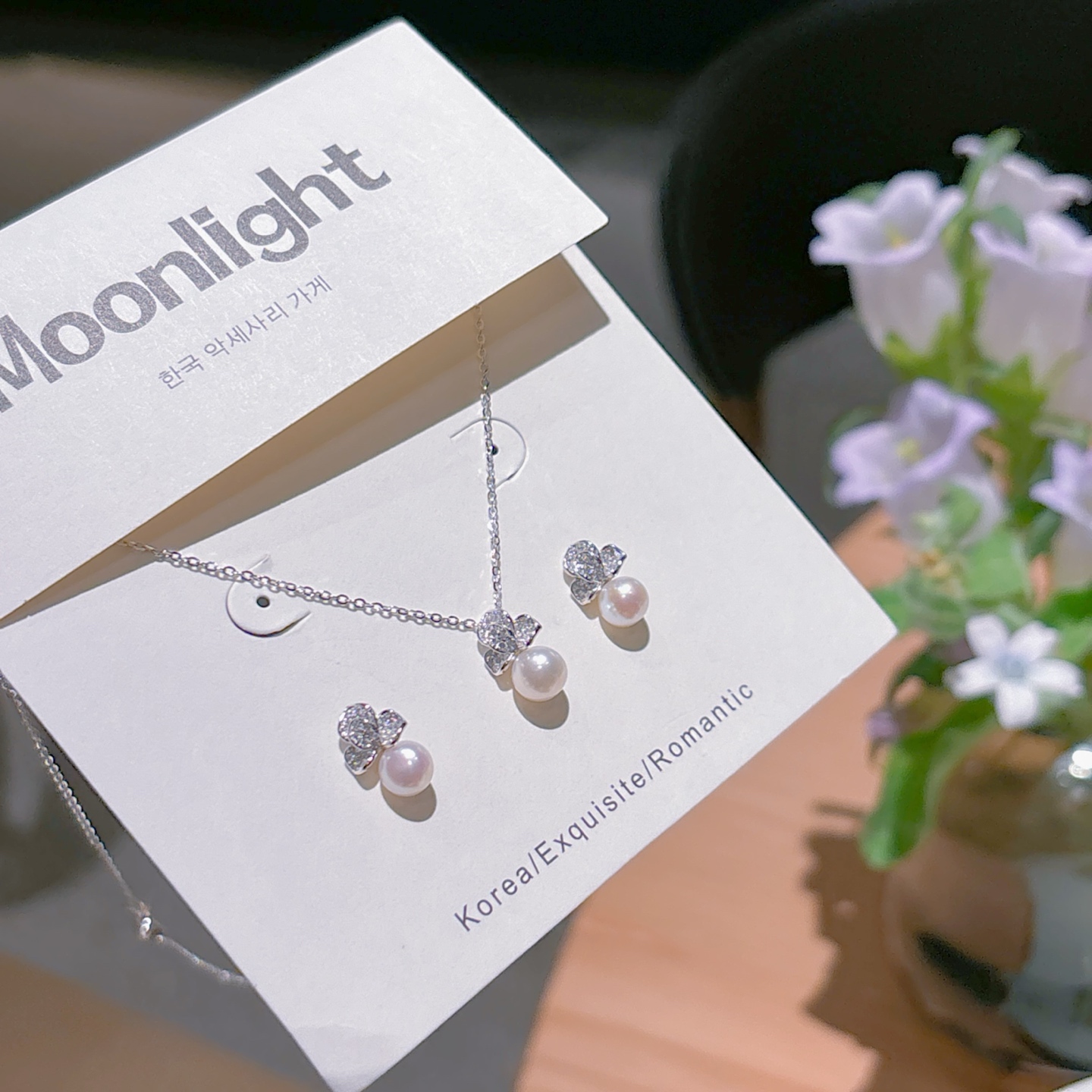 ガーリー925シルバーイヤリング＆ネックレスセットシルバー 通勤