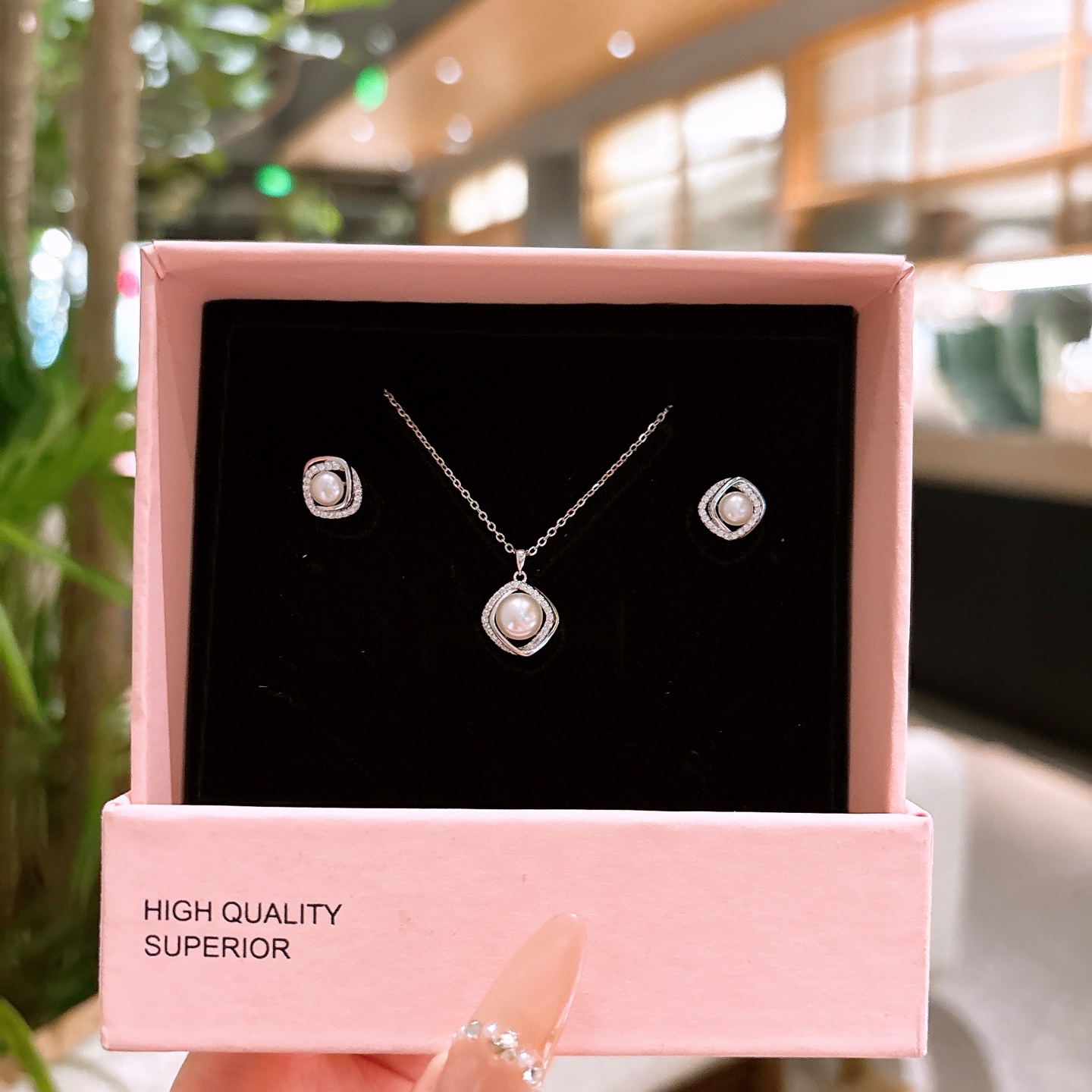 知性的高品質シルバーイヤリング＆ネックレスセットゴールド パーティー