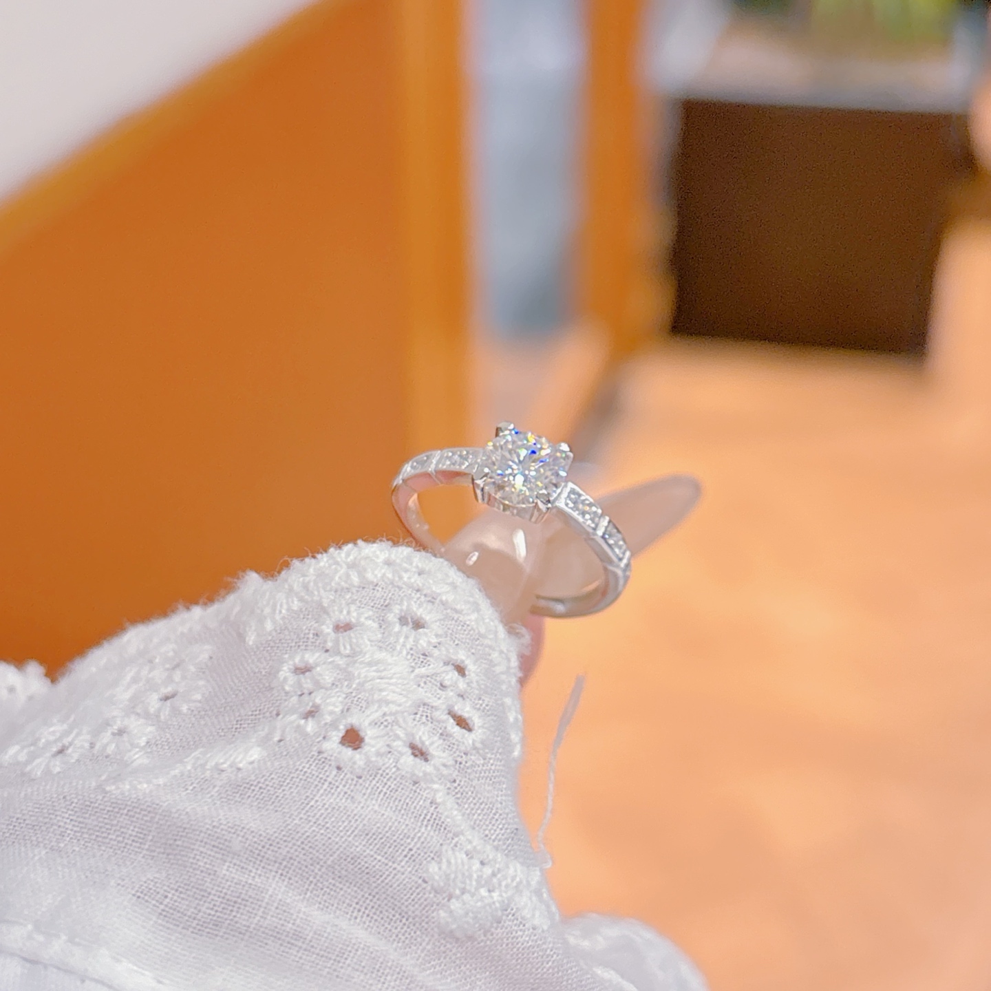 S925 Sterling Silver Moissanite Ring Ultra Minimal Date Night Gold