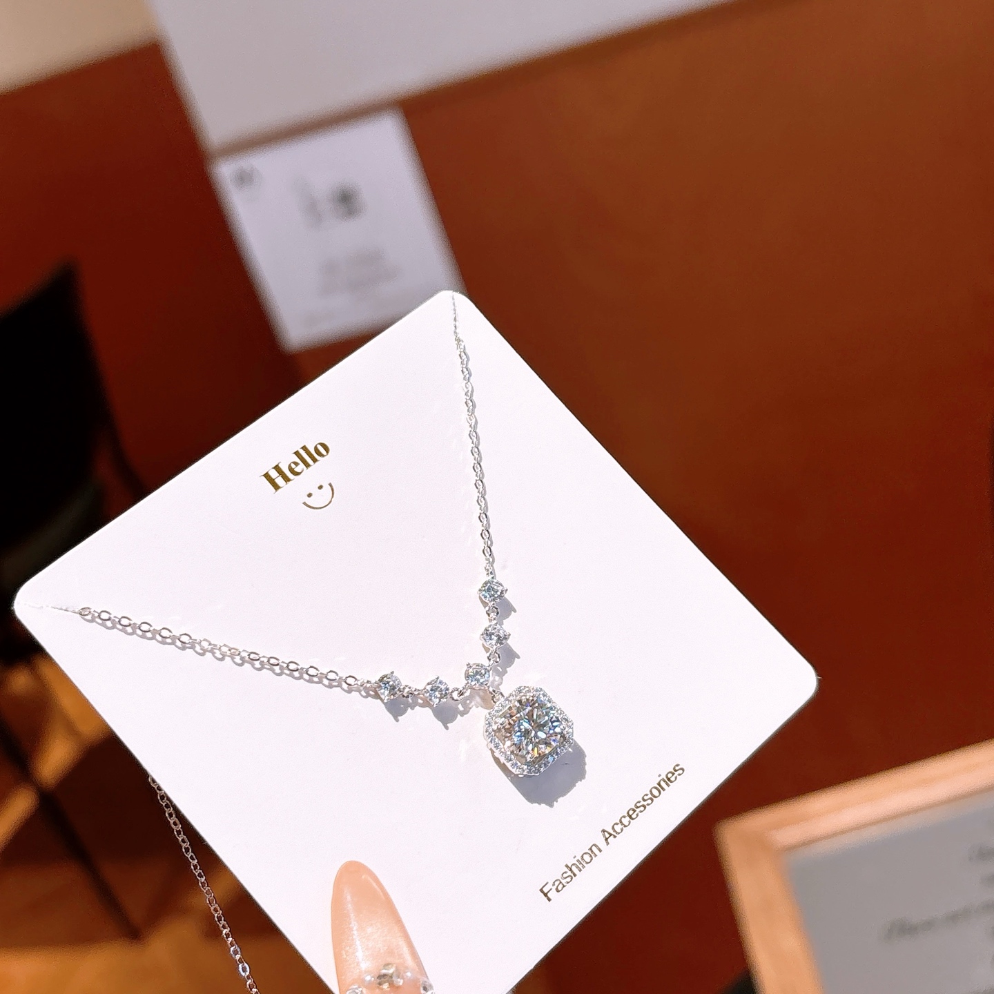 High Polish Silver Moissanite Necklace Dainty Valentine's Day Silver