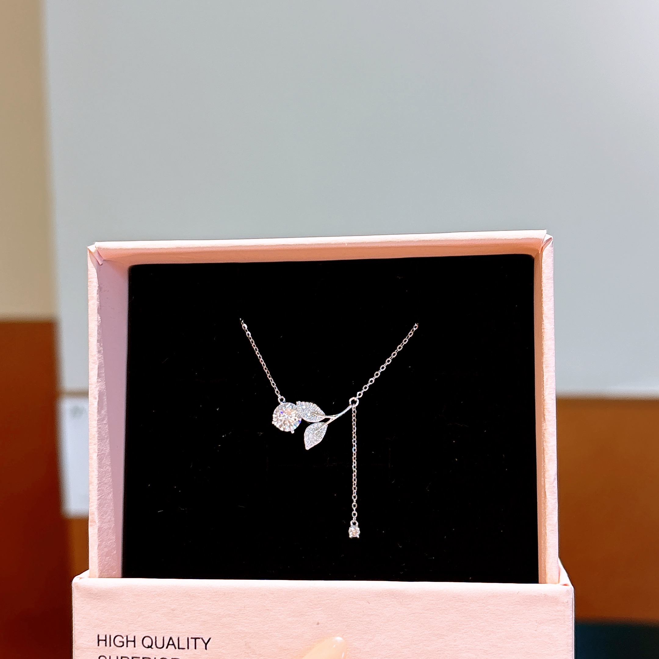 Low Allergy Silver Moissanite Necklace Playful Mother's Day Silver