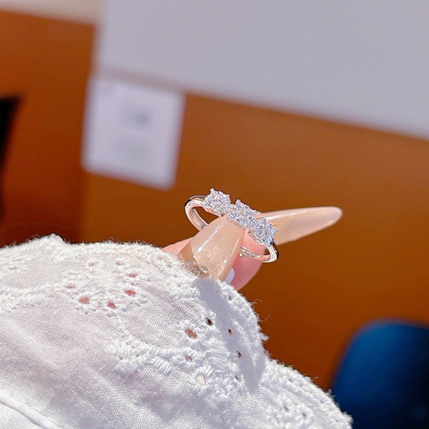 Fine Silver Moissanite Ring Delicate Mother's Birthday Gold