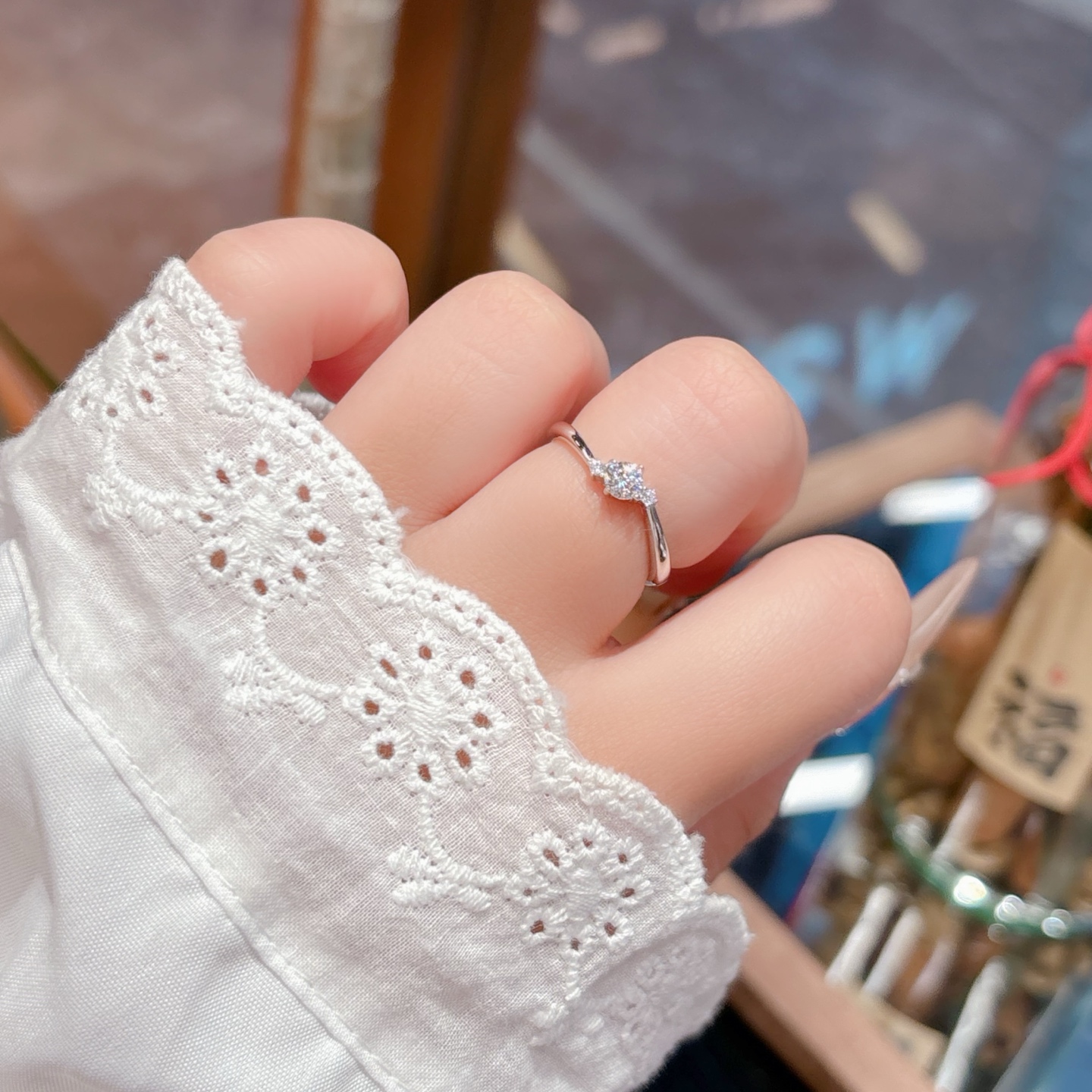 Fine Silver Moissanite Ring Sweet & Cool New Year Silver