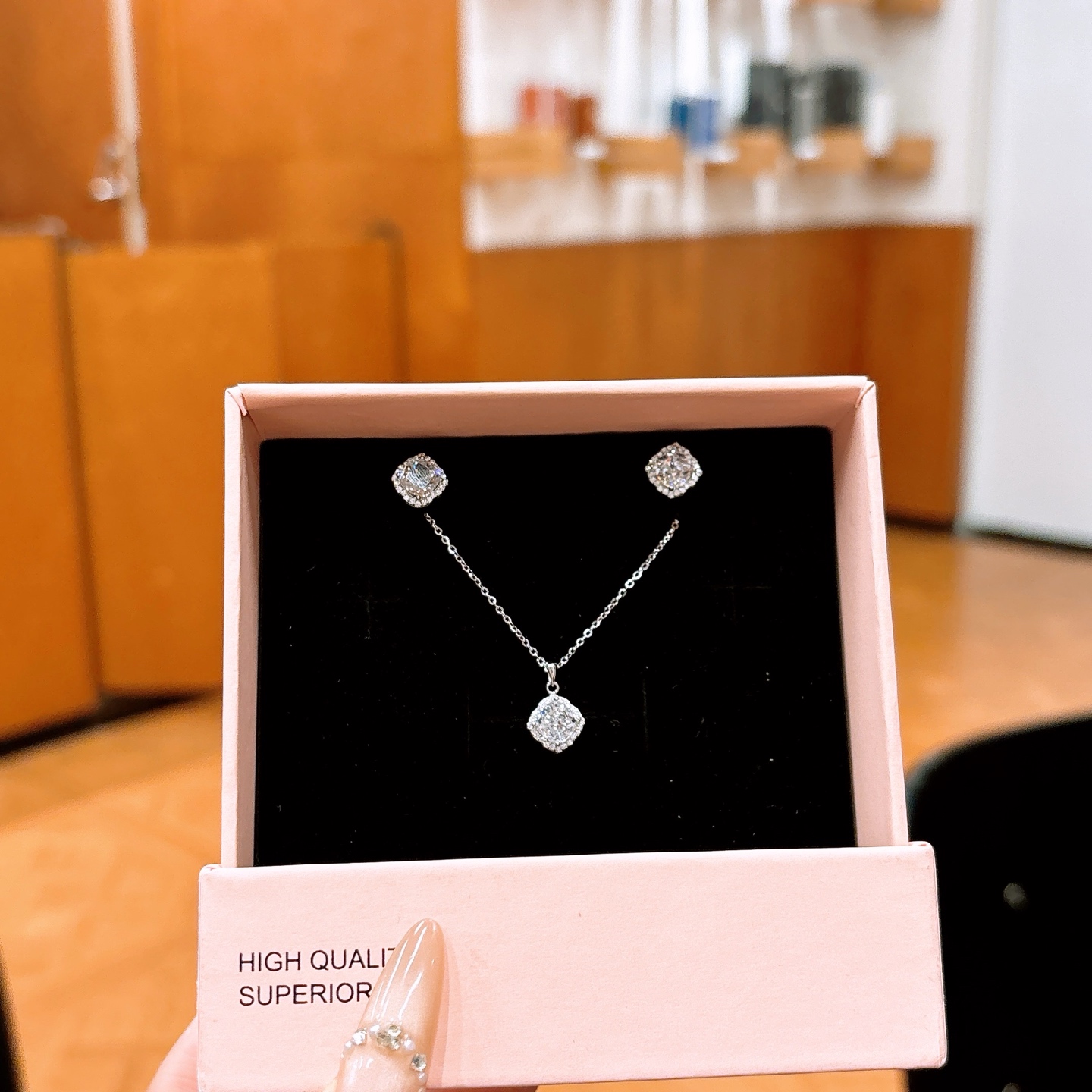 Low Allergy Silver Earrings & Necklace Set Chic Proposal Gold