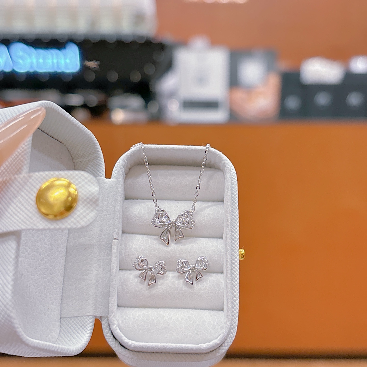 Hypoallergenic Silver Earrings & Necklace Set French Office Silver