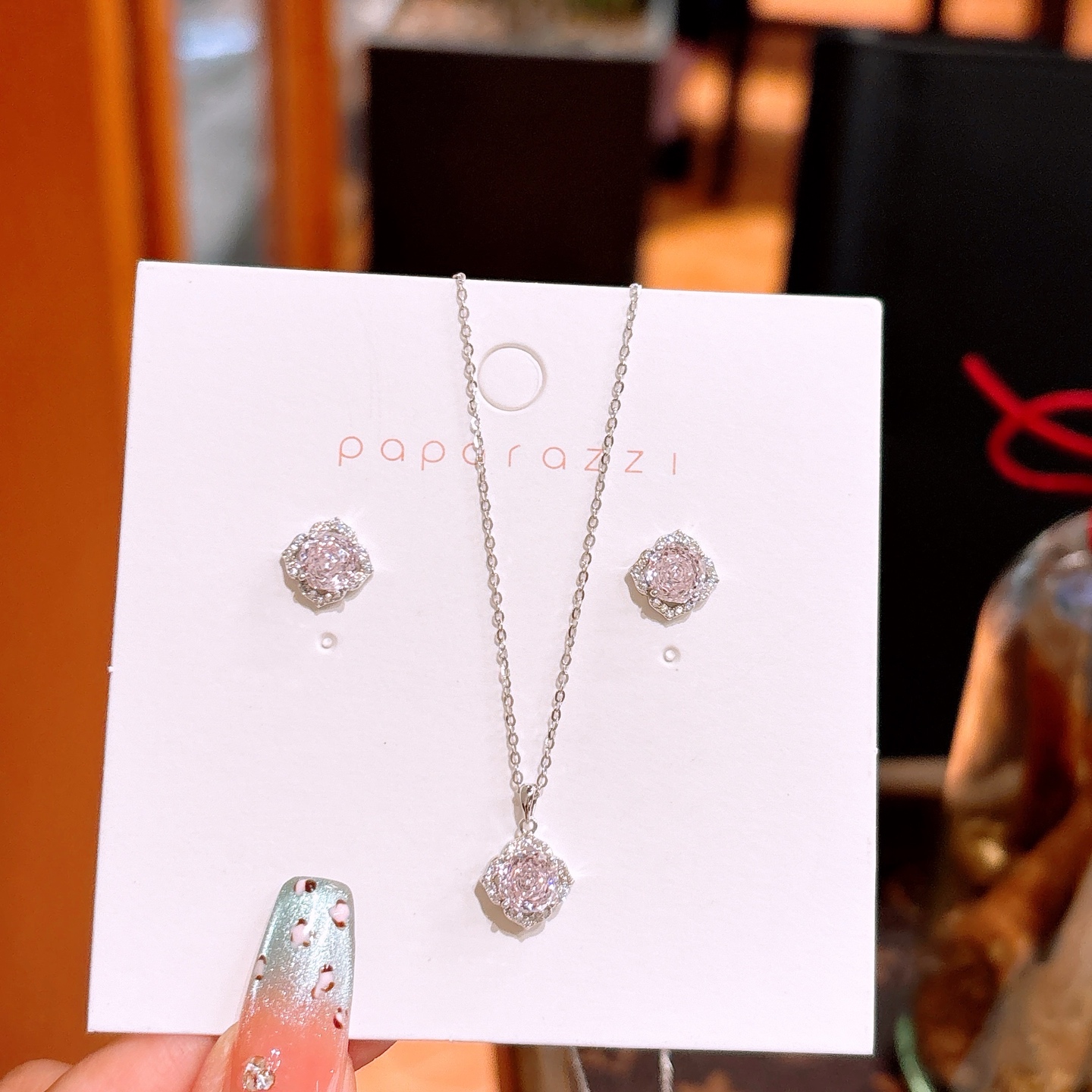 Fine Silver Earrings & Necklace Set Korean Style Date Night Gold