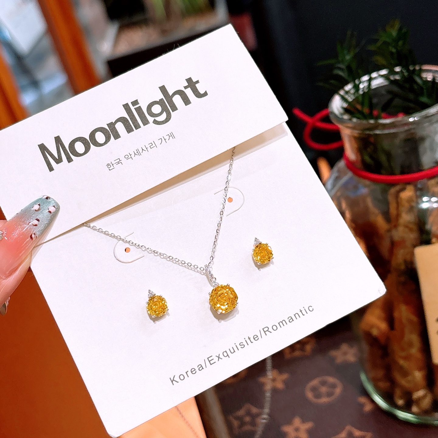 925 Silver Earrings & Necklace Set Unique Birthday Gold