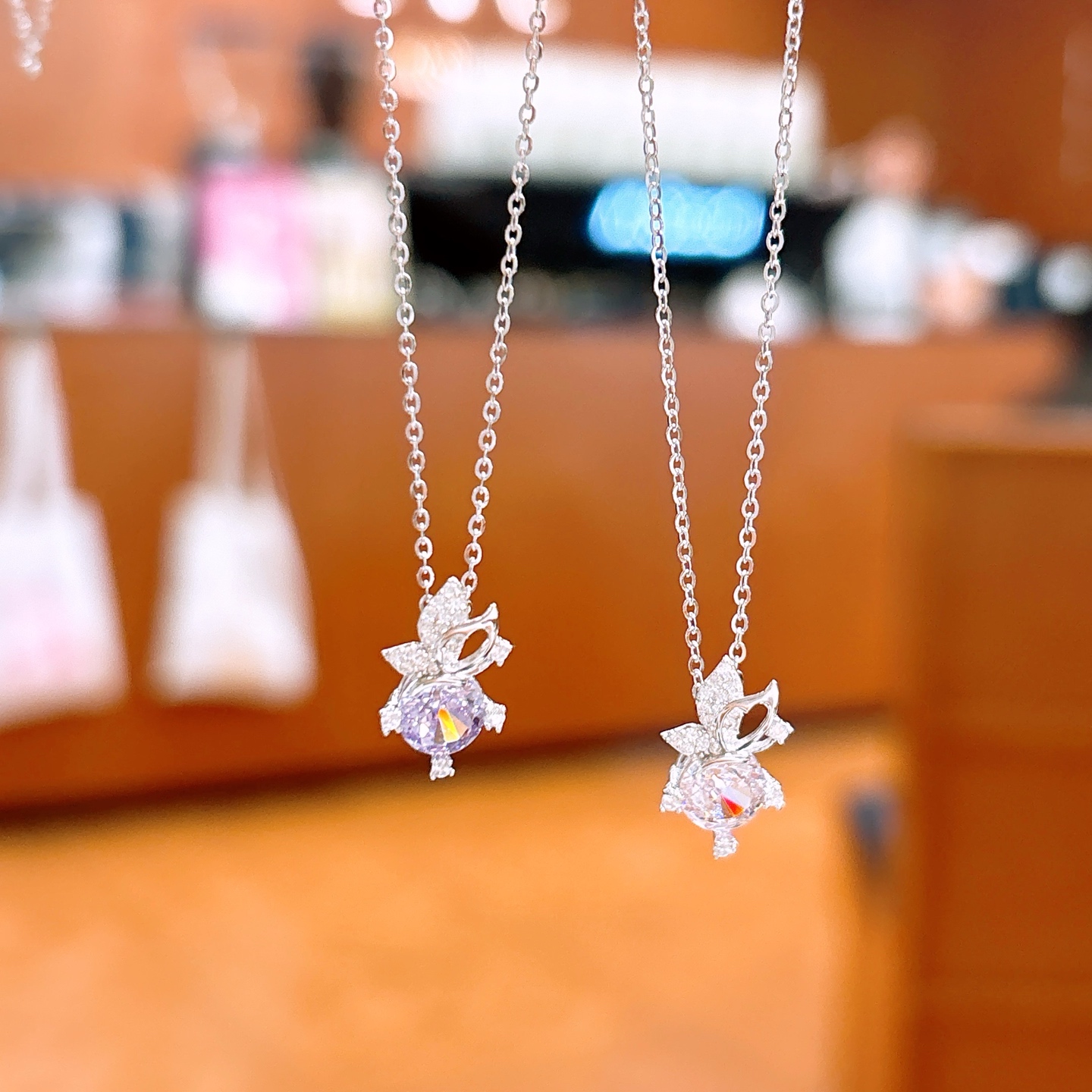 Solid Silver High Carbon Diamond Necklace Intellectual Bestie Gift