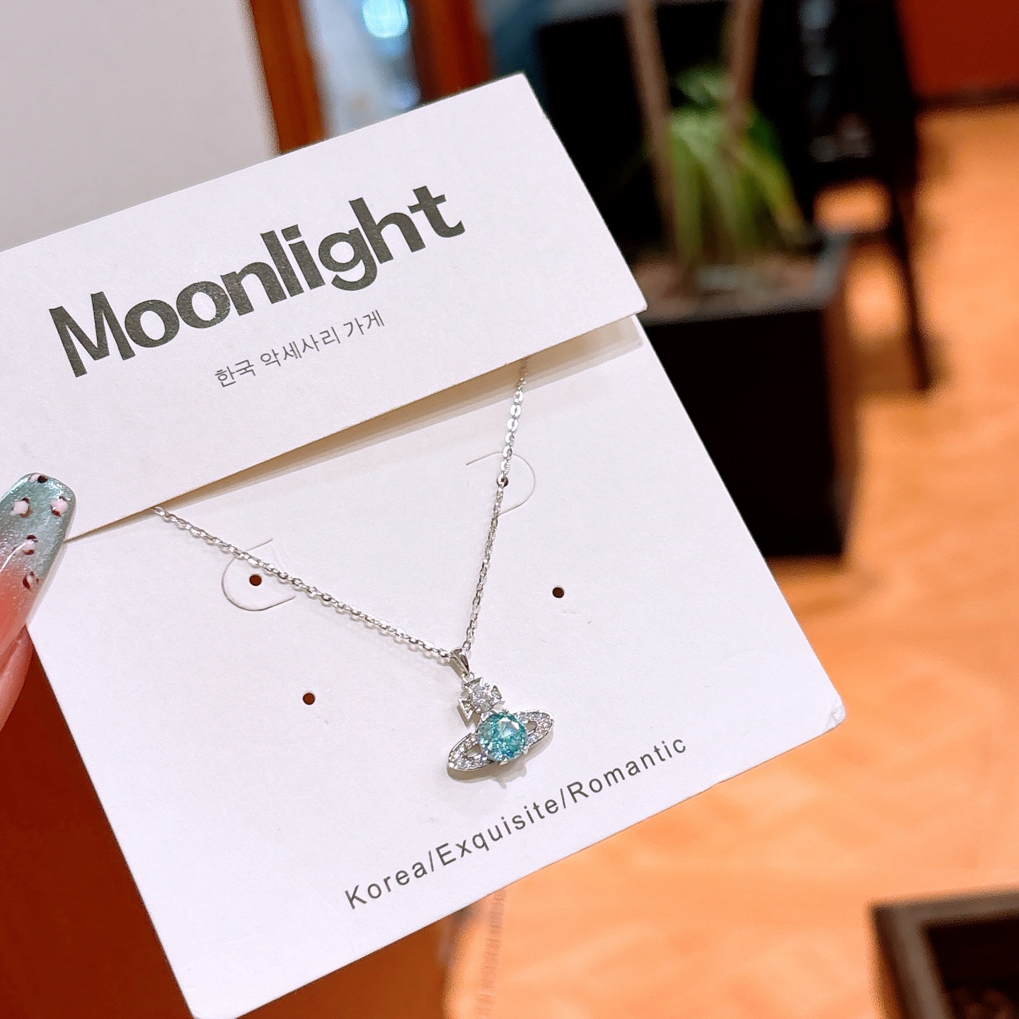 Hypoallergenic Silver High Carbon Diamond Necklace Forest Spring Festival