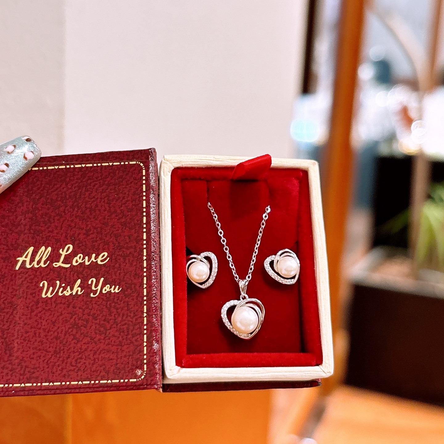 ロマンチックアレルギー対応シルバーイヤリング＆ネックレスセットゴールド 婚姻届提出