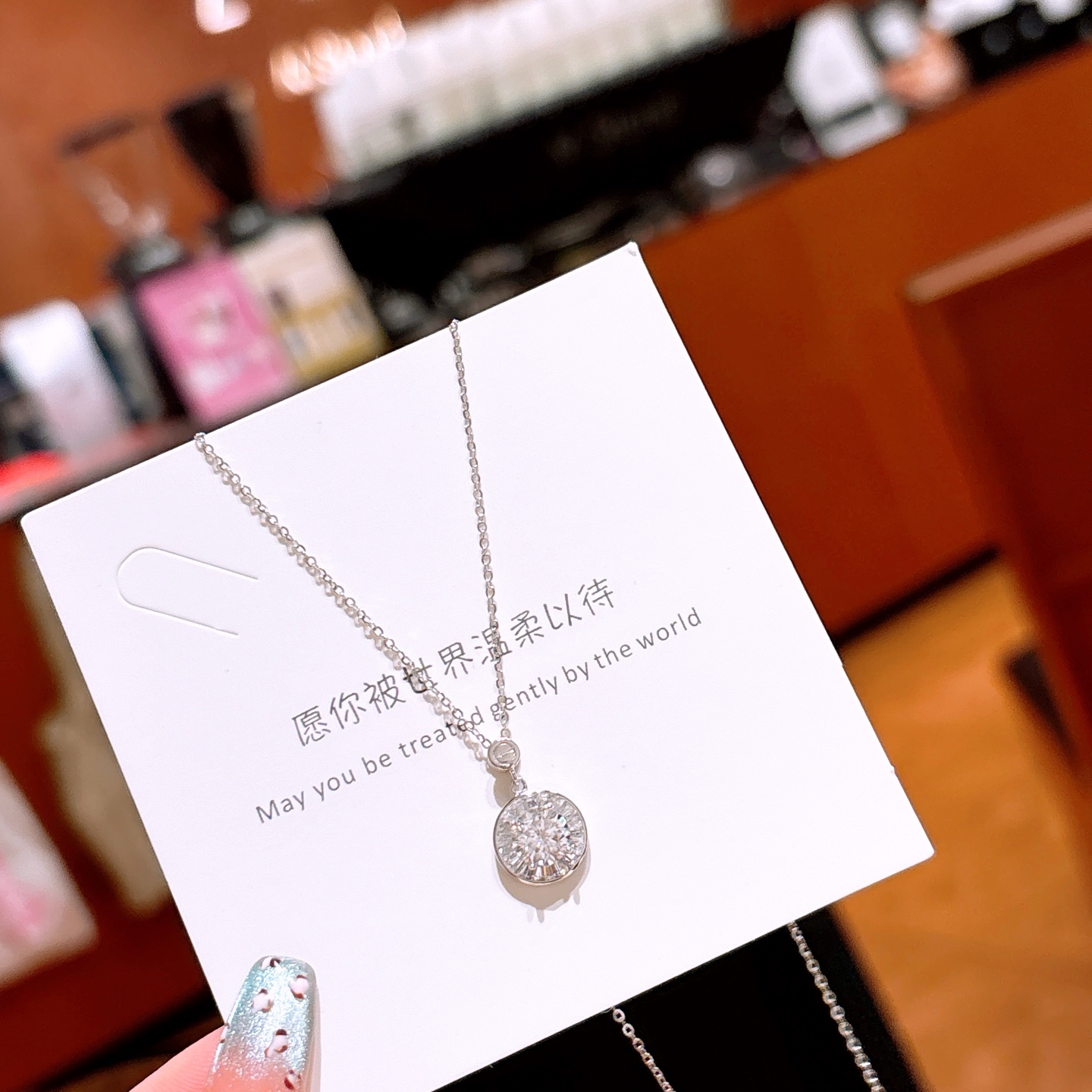 S925 Sterling Silver Moissanite Necklace Fresh Party Silver