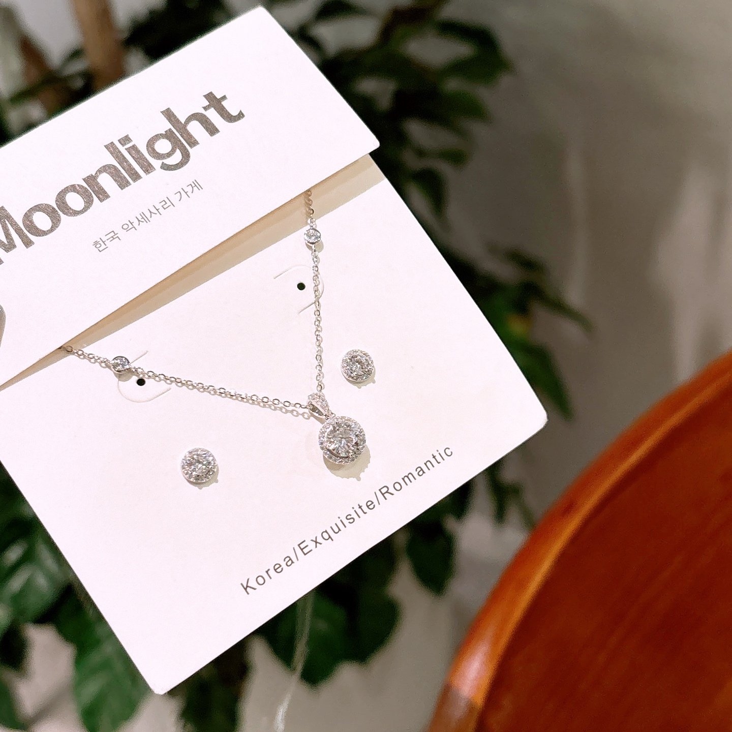 Solid Silver Earrings & Necklace Set Delicate Proposal Silver