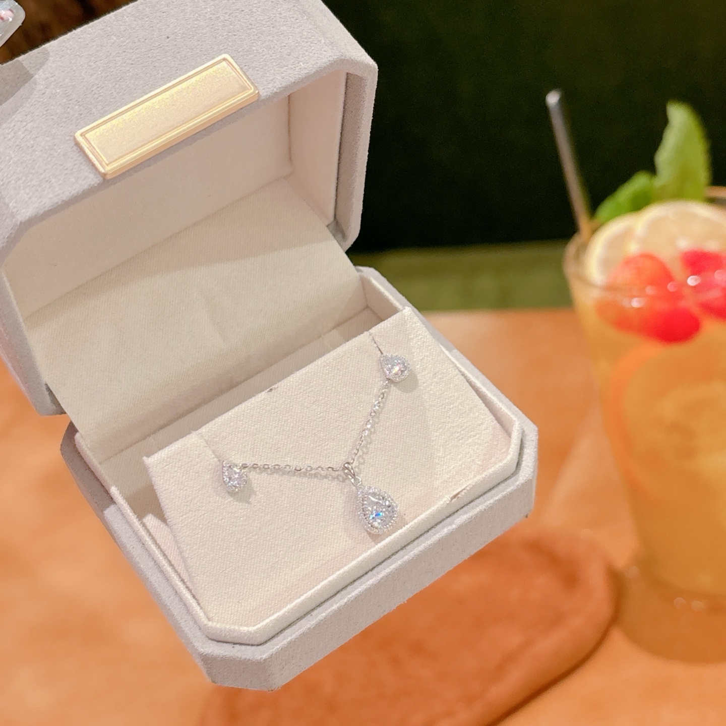 S925 Sterling Silver Earrings & Necklace Set Romantic Anniversary