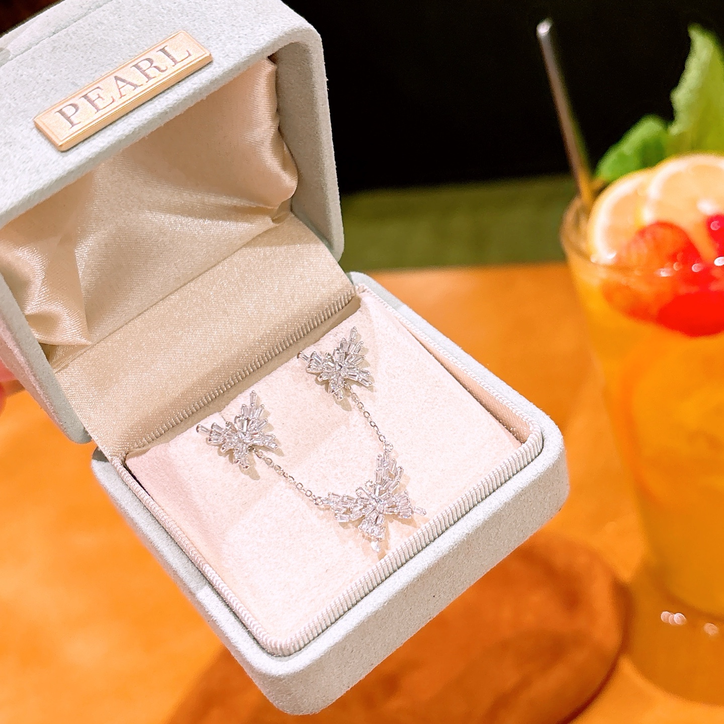 Fine Silver Earrings & Necklace Set Chic Wedding Favor Gold