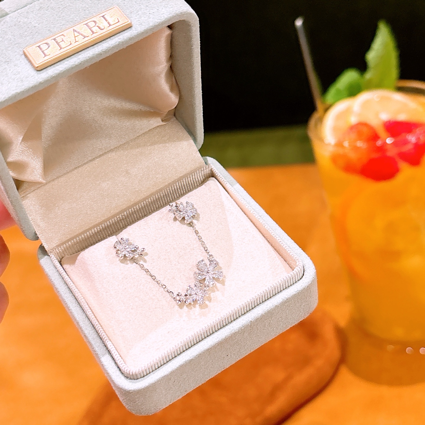 Solid Silver Earrings & Necklace Set Cute Bestie Gift Gold