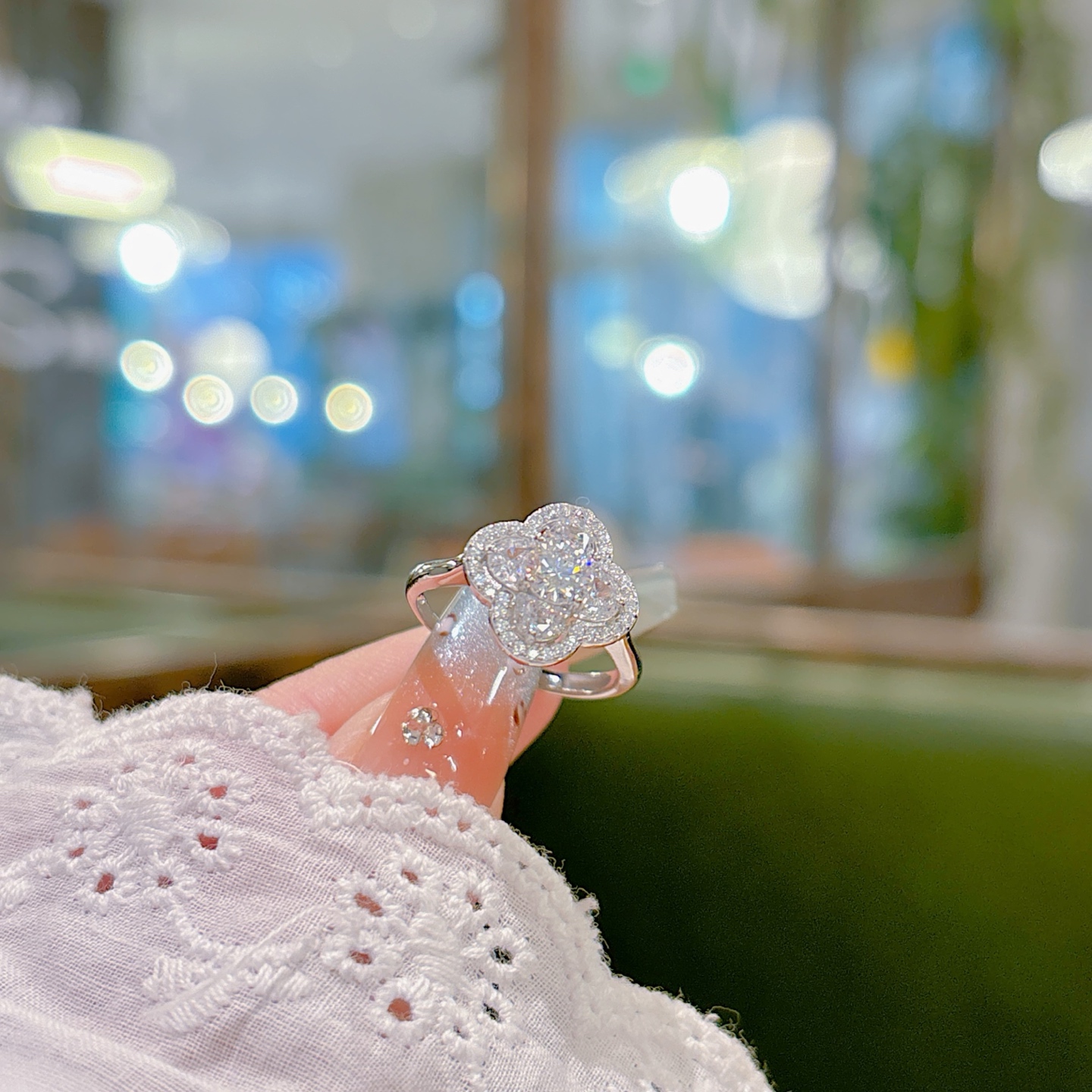 925 Silver Moissanite Ring Sweet & Cool Valentine's Day Silver