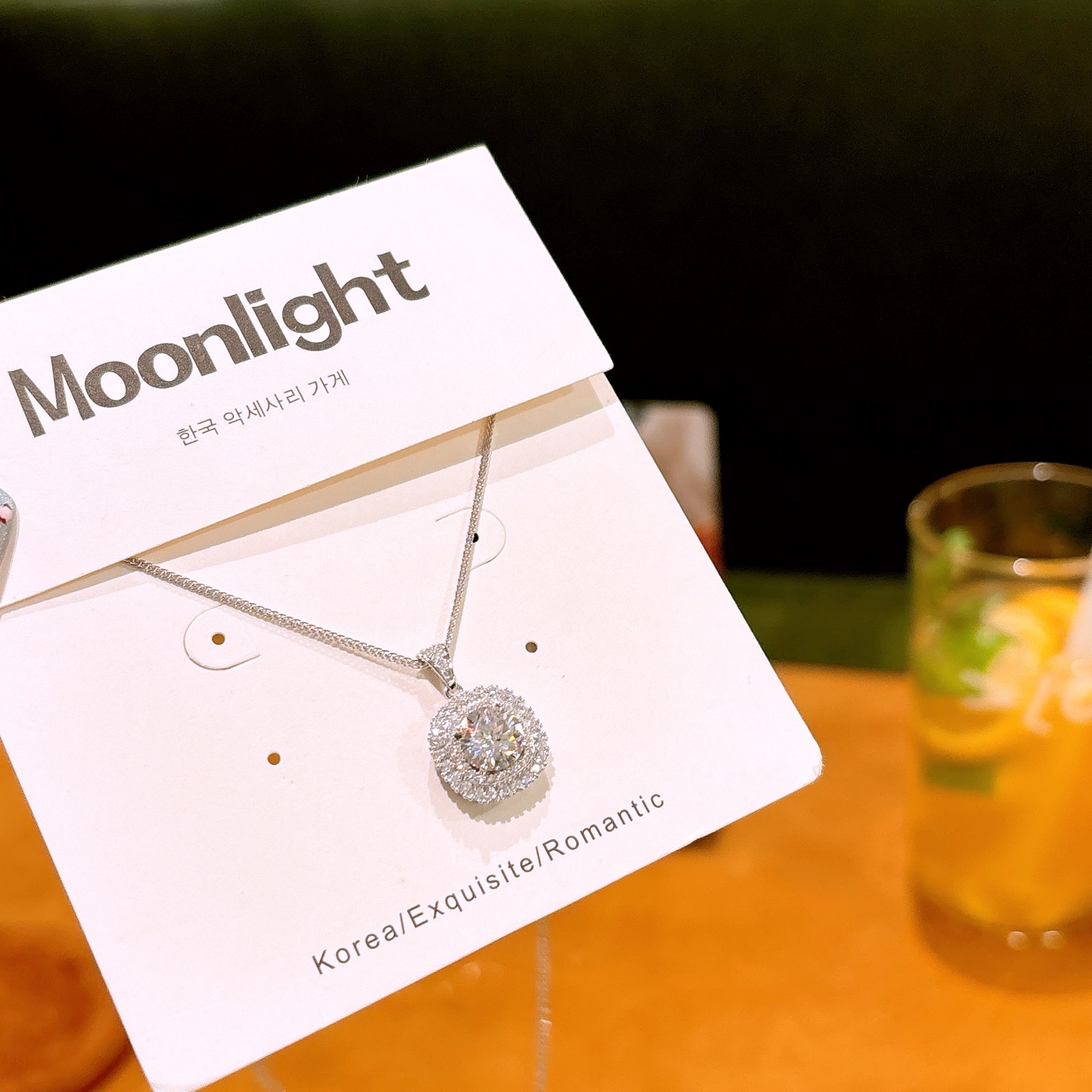 Feinsilber Moissanit Kette Filigran Abschluss Gold