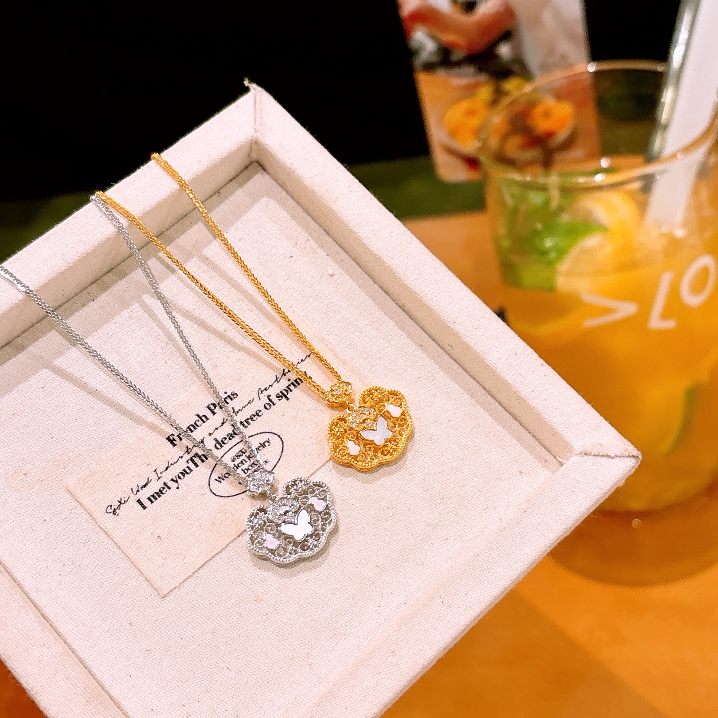 S925 Sterling Silver Necklace Playful Mother's Day Gold