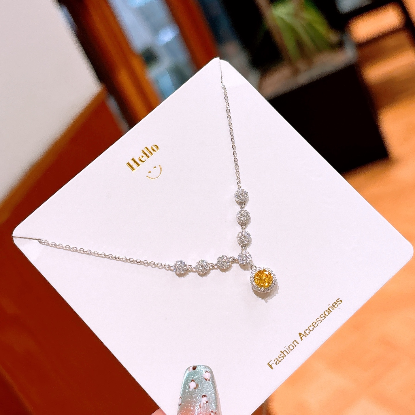 S925 Sterling Silver High Carbon Diamond Necklace Sweet Proposal Gold