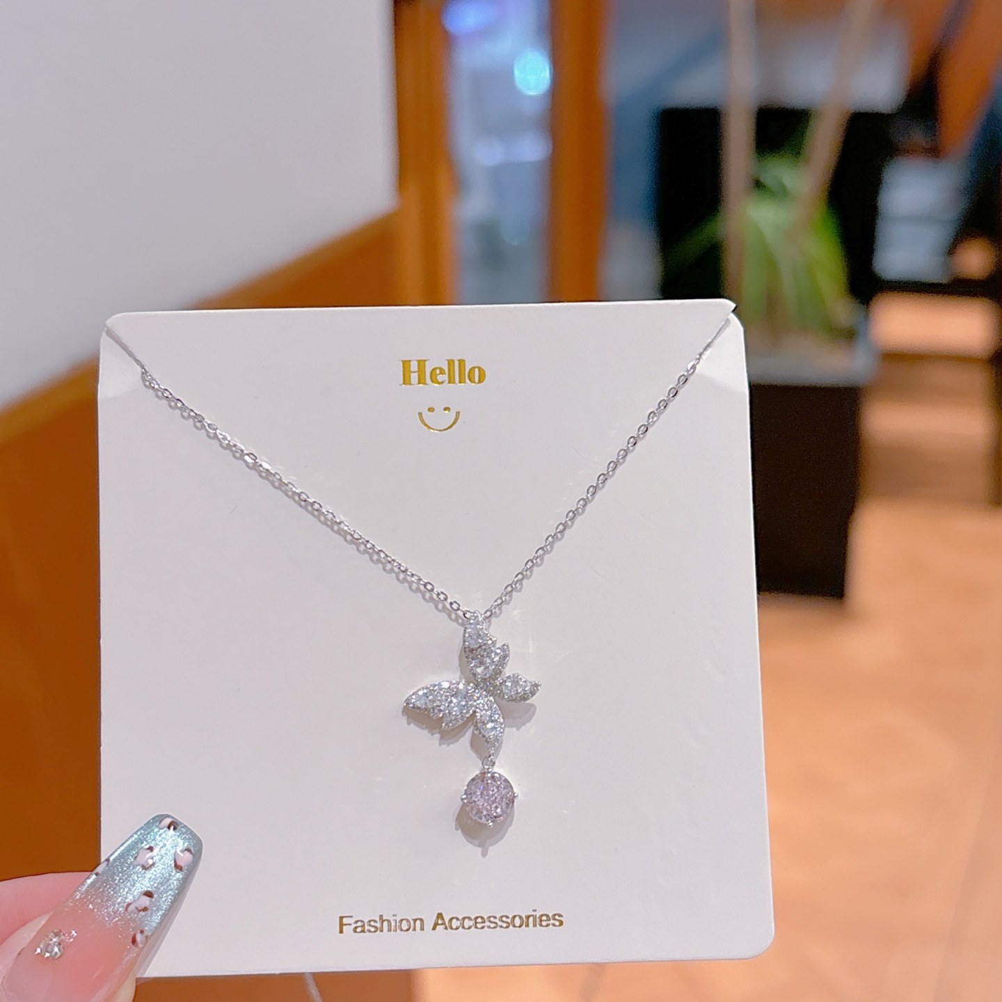 Fine Silver High Carbon Diamond Necklace Sweet & Cool Gift for Her