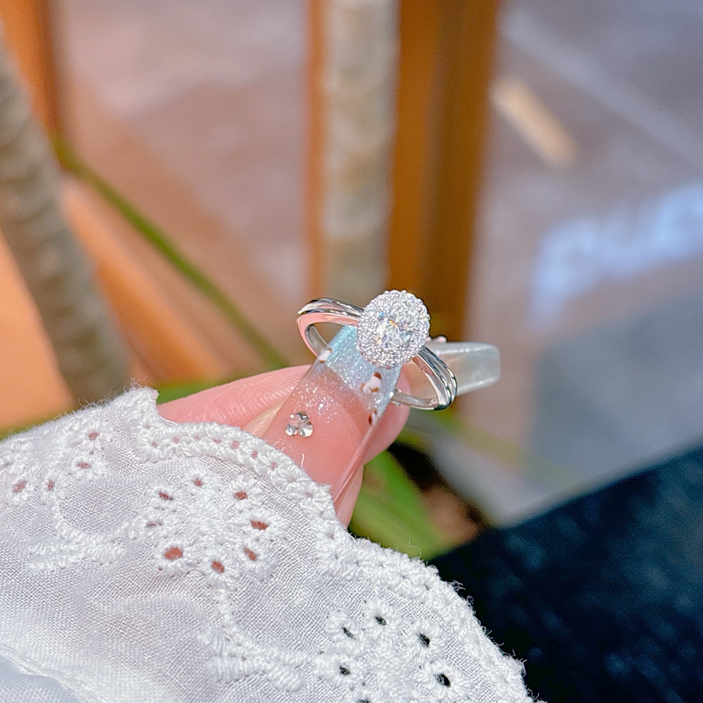 Allergiearmes Silber Moissanit Ring Minimalistisch Arbeitsplatz Silber