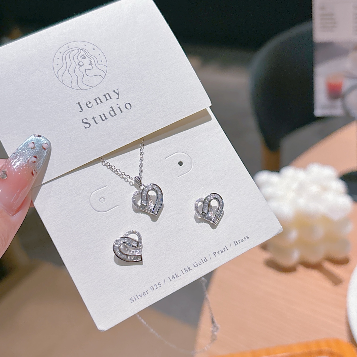 High Polish Silver Earrings & Necklace Set Dainty Travel Gold