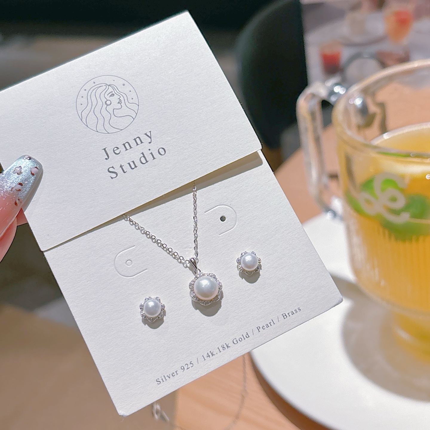 Low Allergy Silver Earrings & Necklace Set Soft Office Gold