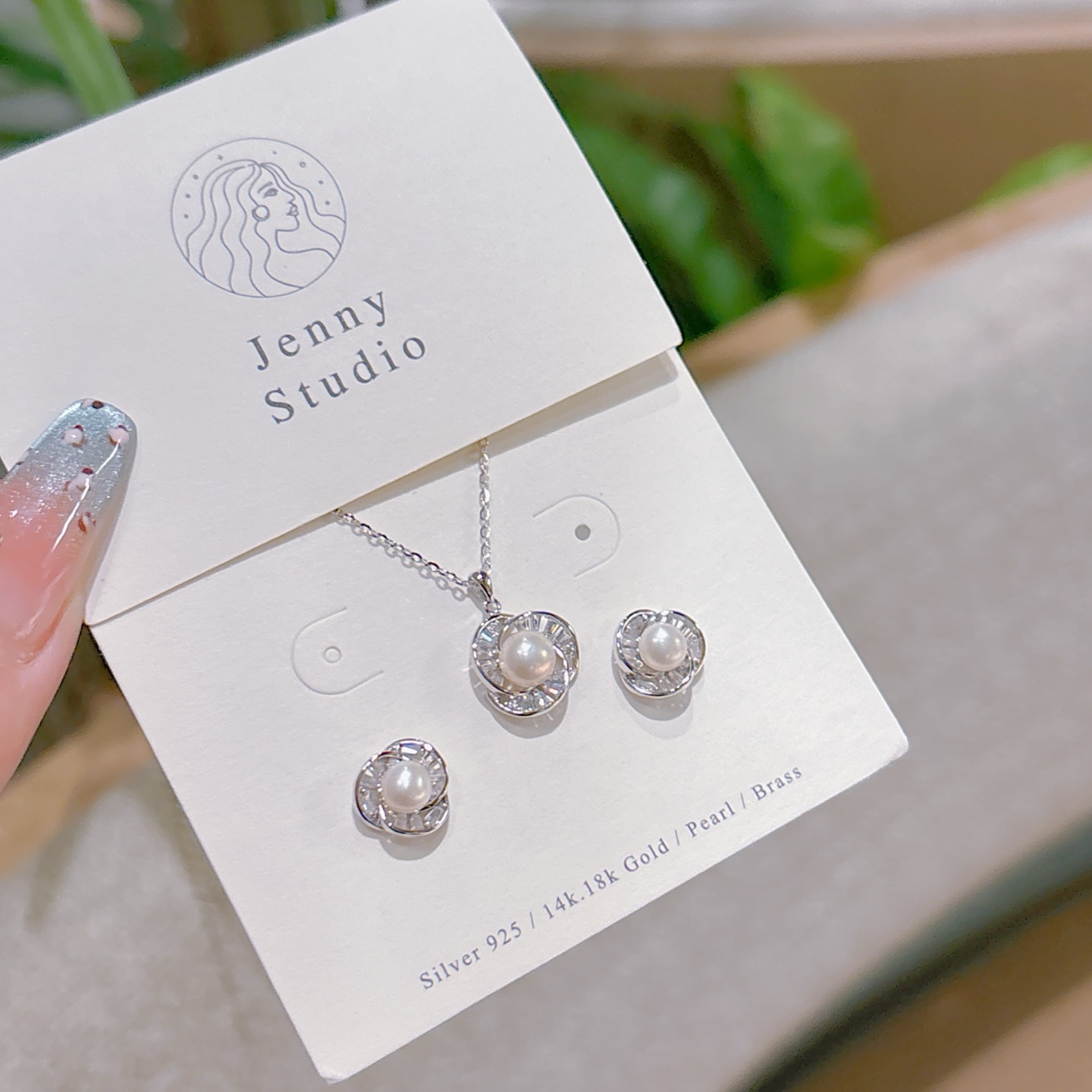 925 Silver Earrings & Necklace Set Ultra Minimal Christmas Silver