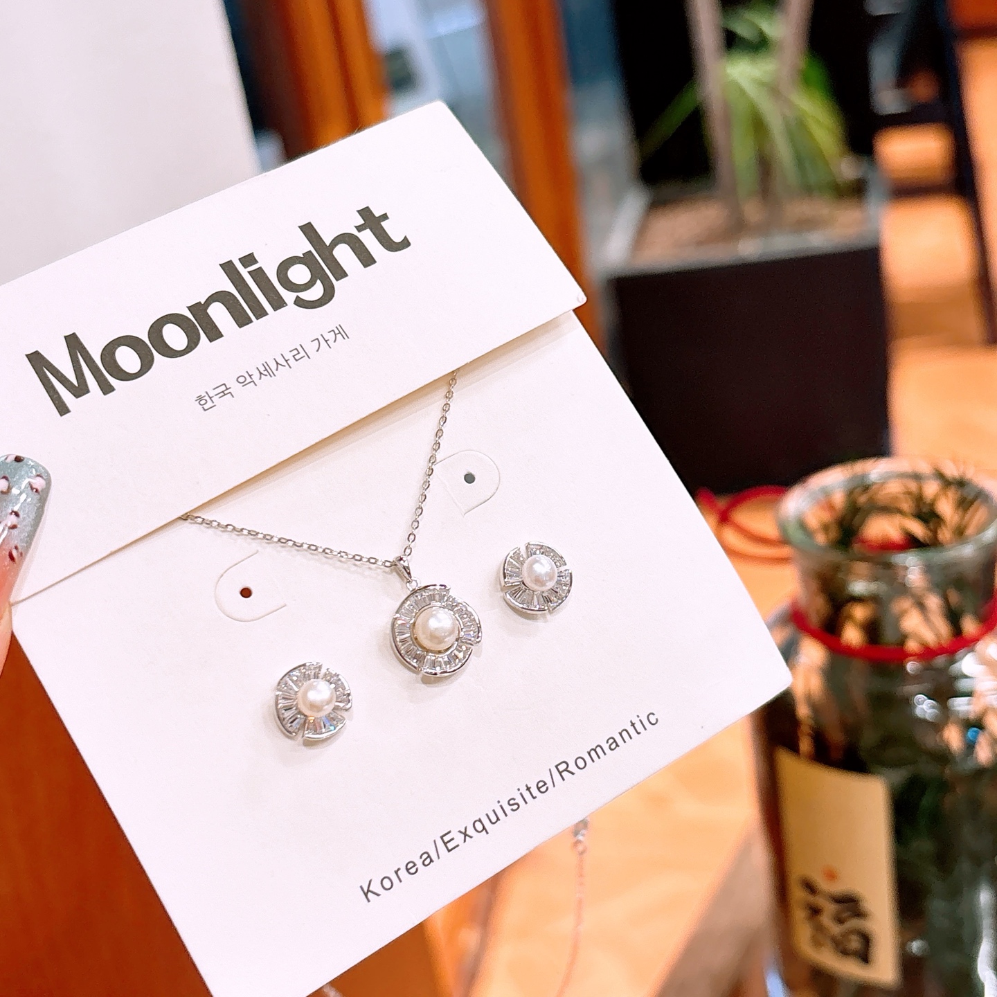 シックアレルギー対応シルバーイヤリング＆ネックレスセットシルバー プロポーズ